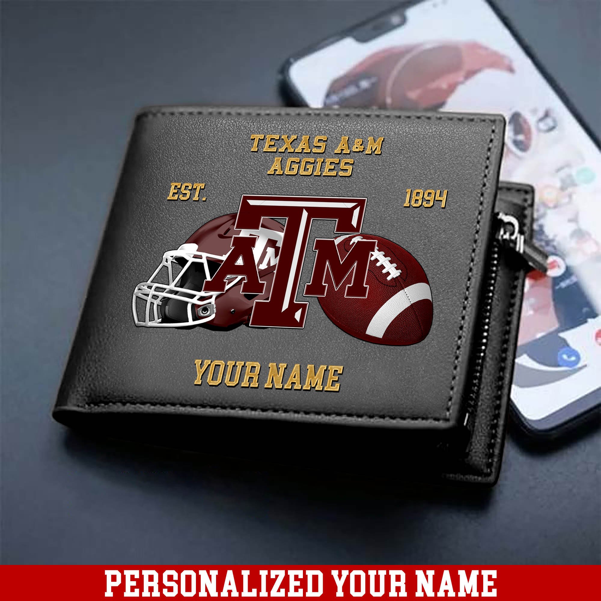 Alternative view of Texas A&M Aggies Men Wallet 2024 Version Personalized Your Name, Football Men Wallet For Fans, Gift For Football Lovers ETHY-54889