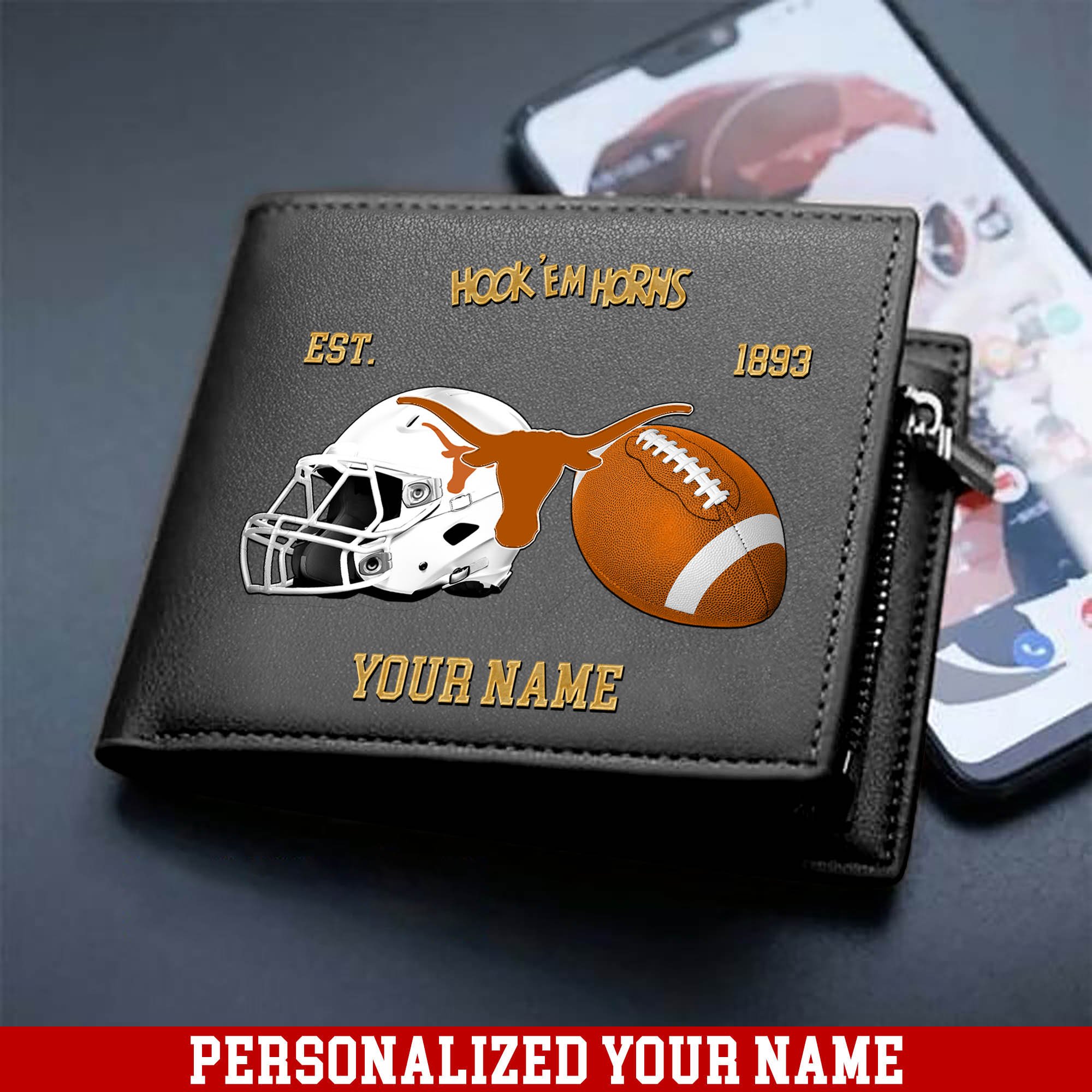 Alternative view of Texas Longhorns Men Wallet 2024 Version Personalized Your Name, Football Men Wallet For Fans, Gift For Football Lovers ETHY-54889