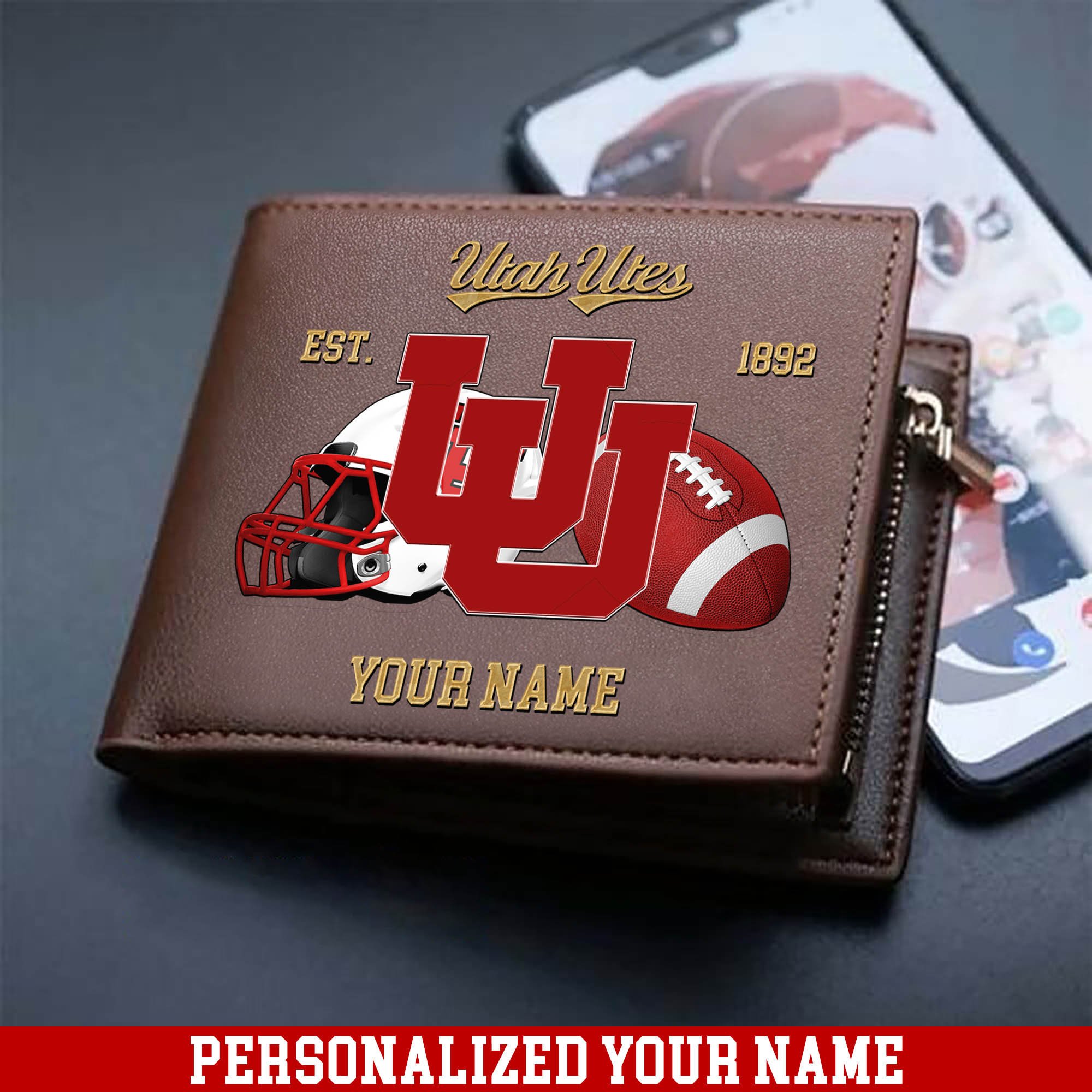 Utah Utes Men Wallet 2024 Version Personalized Your Name, Football Men Wallet For Fans, Gift For Football Lovers ETHY-54889