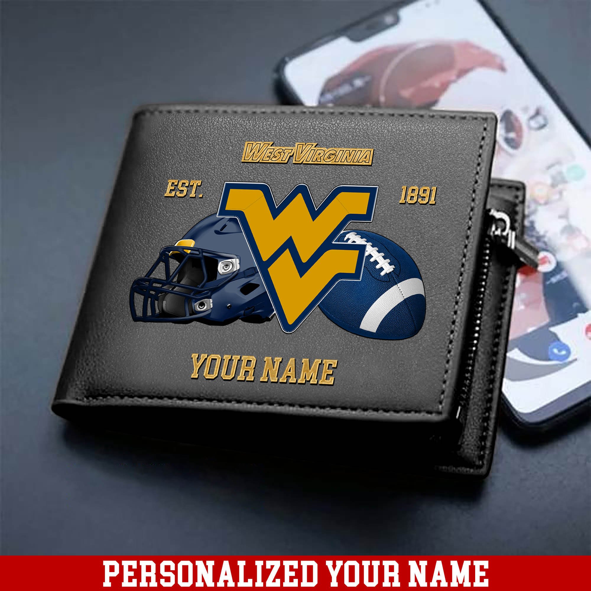 Alternative view of West Virginia Mountaineers Men Wallet 2024 Version Personalized Your Name, Football Men Wallet For Fans, Gift For Football Lovers ETHY-54889