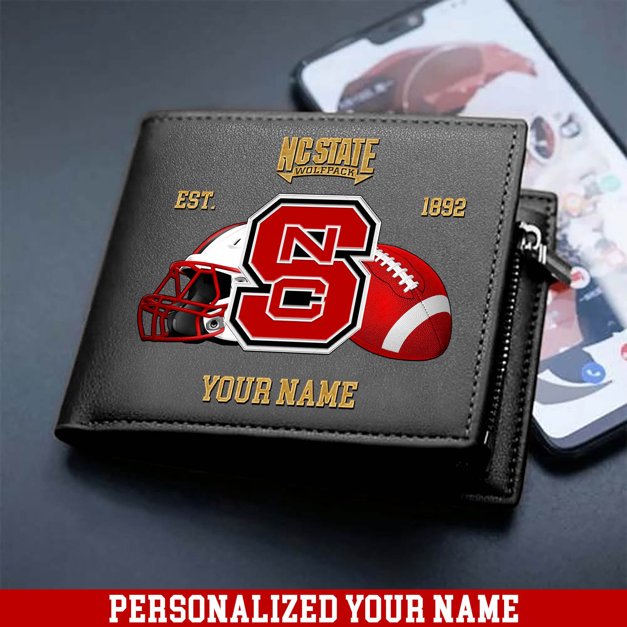 Alternative view of NC State Wolfpack Men Wallet 2024 Version Personalized Your Name, Football Men Wallet For Fans, Gift For Football Lovers ETHY-54889