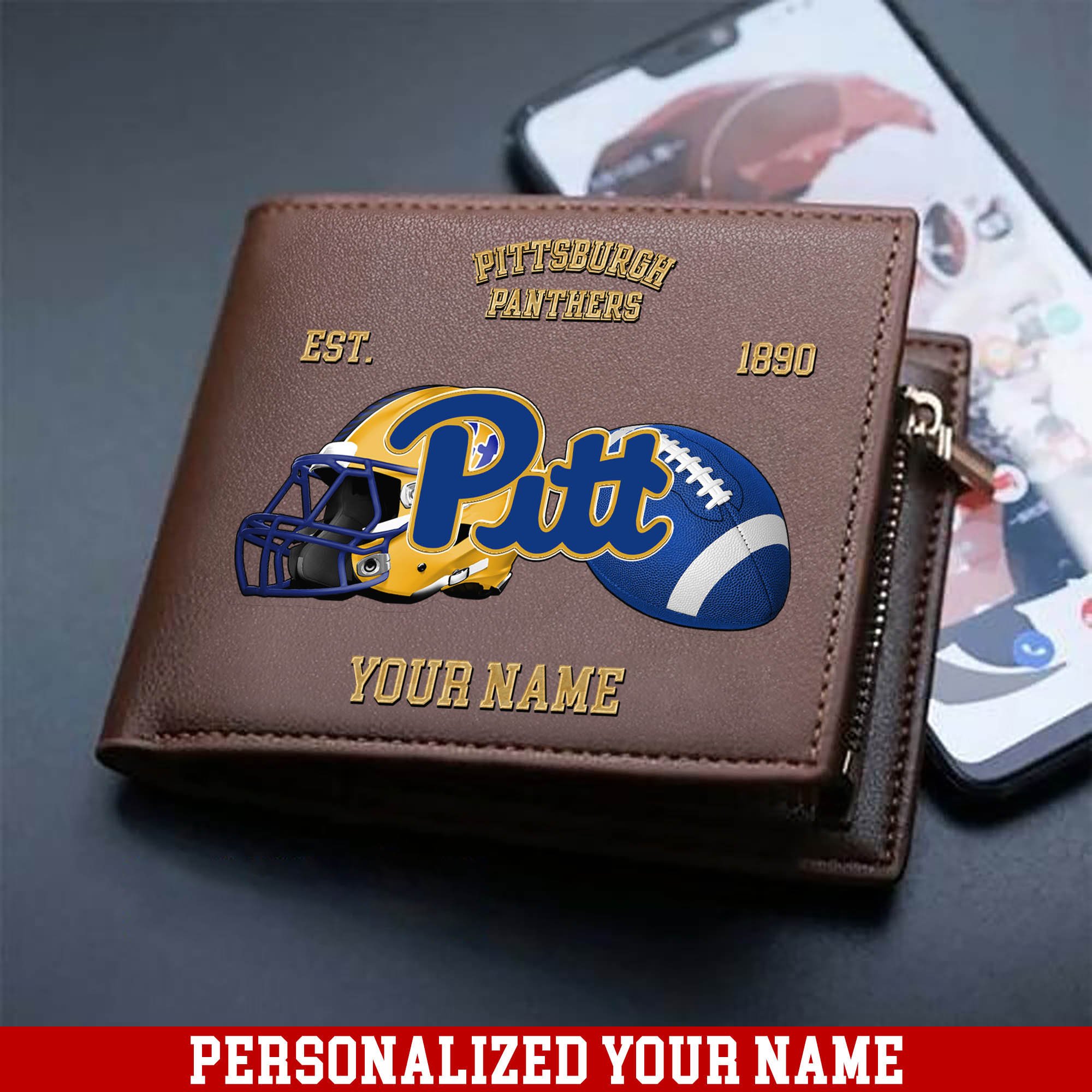 Pittsburgh Panthers Men Wallet 2024 Version Personalized Your Name, Football Men Wallet For Fans, Gift For Football Lovers ETHY-54889