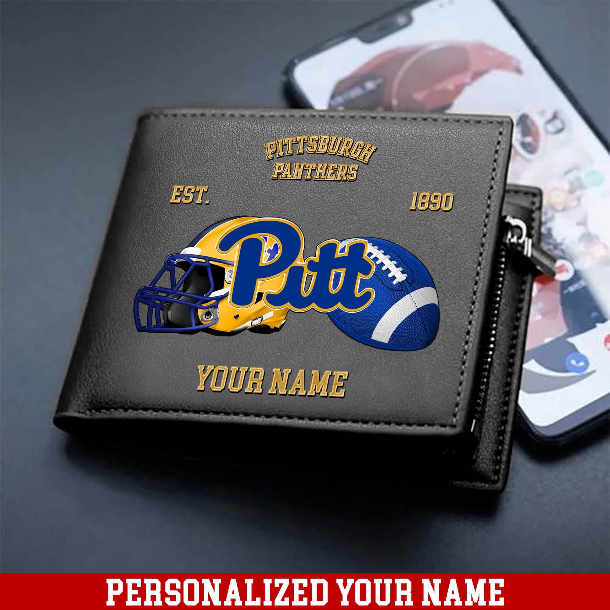 Alternative view of Pittsburgh Panthers Men Wallet 2024 Version Personalized Your Name, Football Men Wallet For Fans, Gift For Football Lovers ETHY-54889