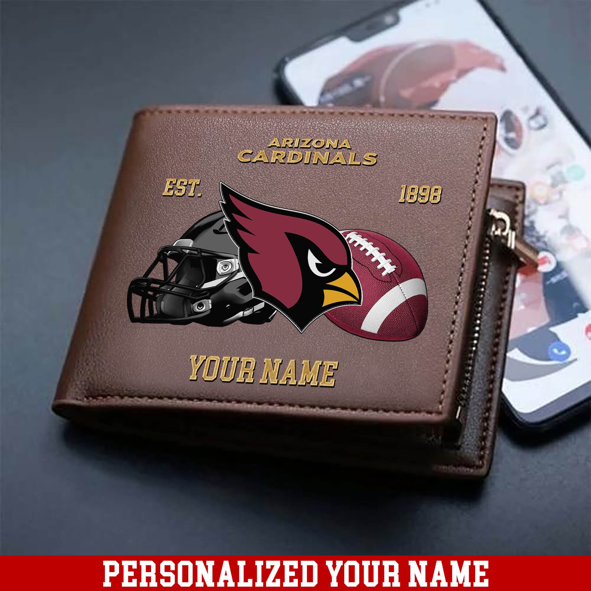 Arizona Cardinals Men Wallet 2024 Version Personalized Your Name, Football Men Wallet For Fans, Gift For Football Lovers ETHY-54889