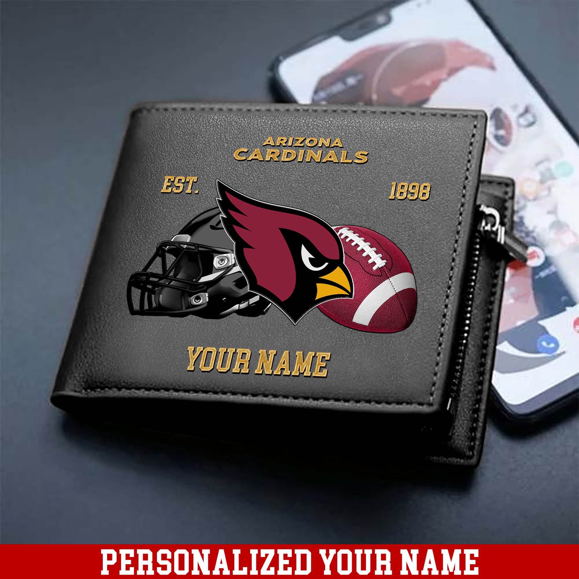Alternative view of Arizona Cardinals Men Wallet 2024 Version Personalized Your Name, Football Men Wallet For Fans, Gift For Football Lovers ETHY-54889