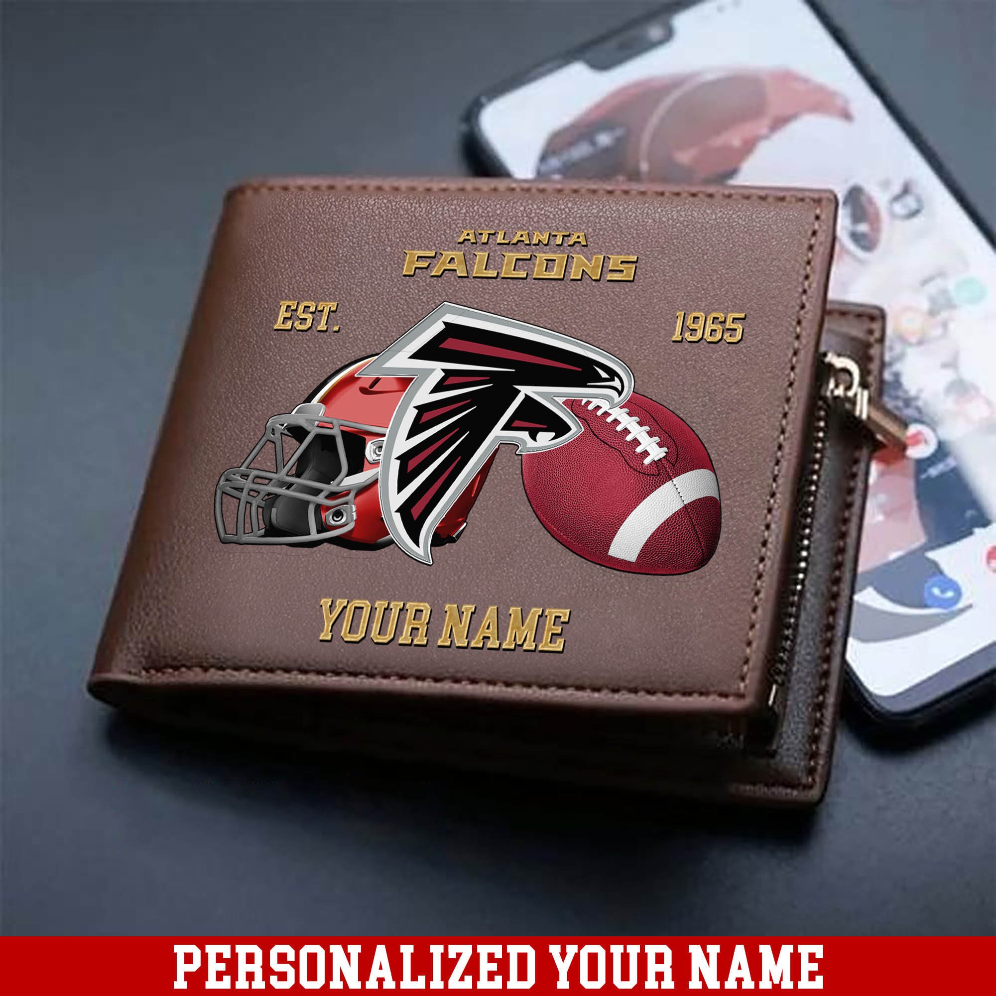 Atlanta Falcons Men Wallet 2024 Version Personalized Your Name, Football Men Wallet For Fans, Gift For Football Lovers ETHY-54889
