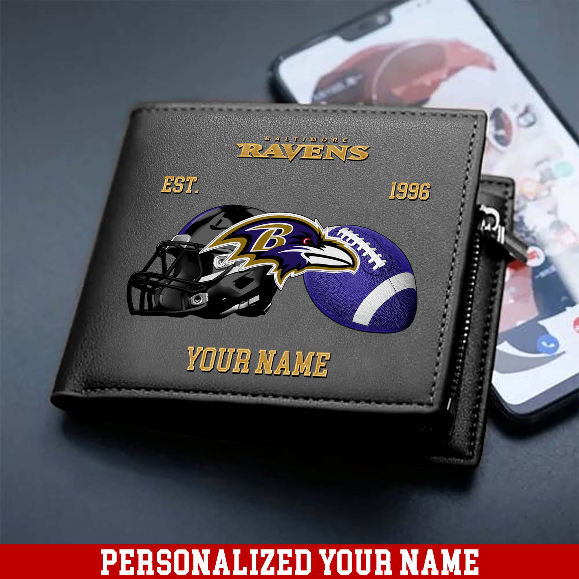 Alternative view of Baltimore Ravens Men Wallet 2024 Version Personalized Your Name, Football Men Wallet For Fans, Gift For Football Lovers ETHY-54889