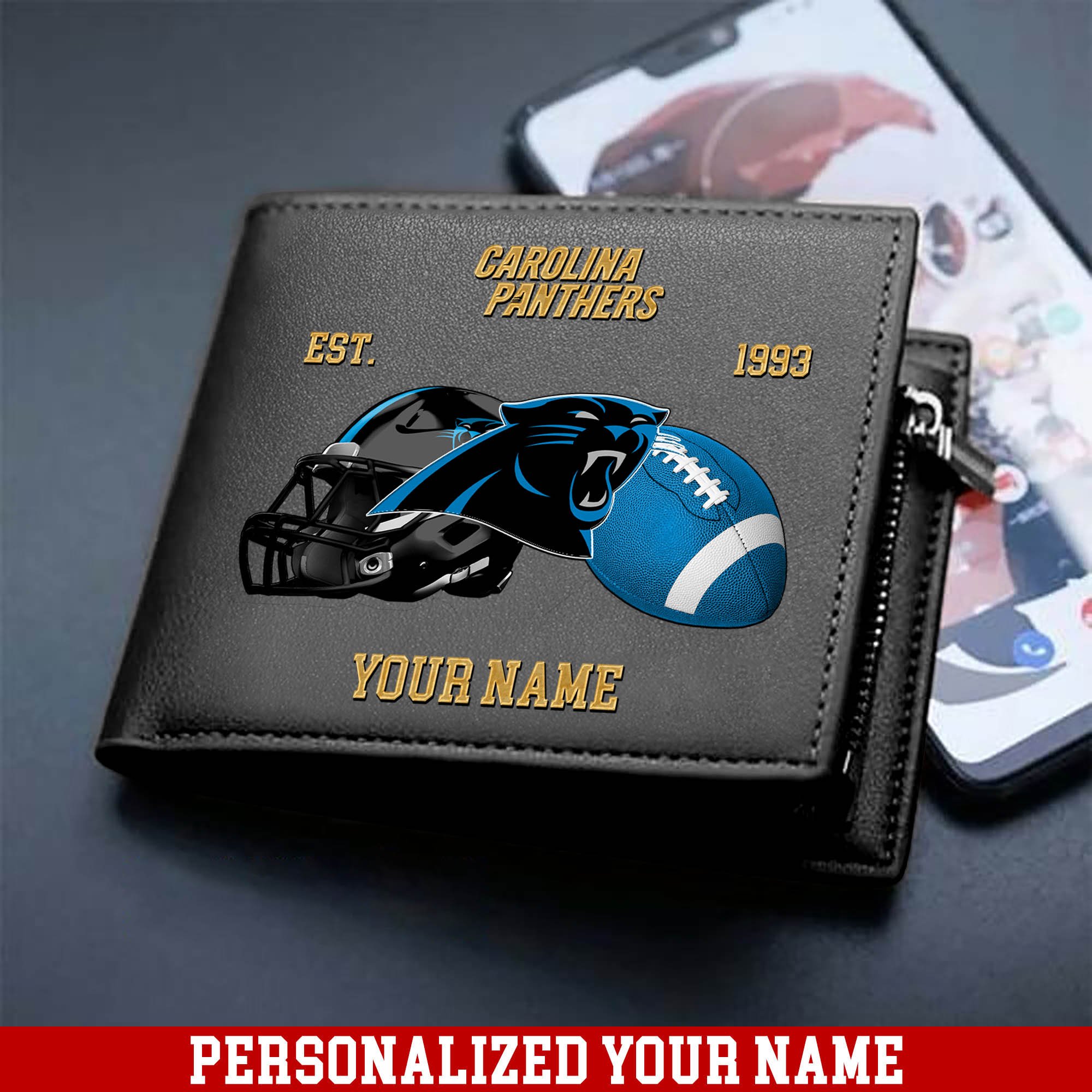 Alternative view of Carolina Panthers Men Wallet 2024 Version Personalized Your Name, Football Men Wallet For Fans, Gift For Football Lovers ETHY-54889