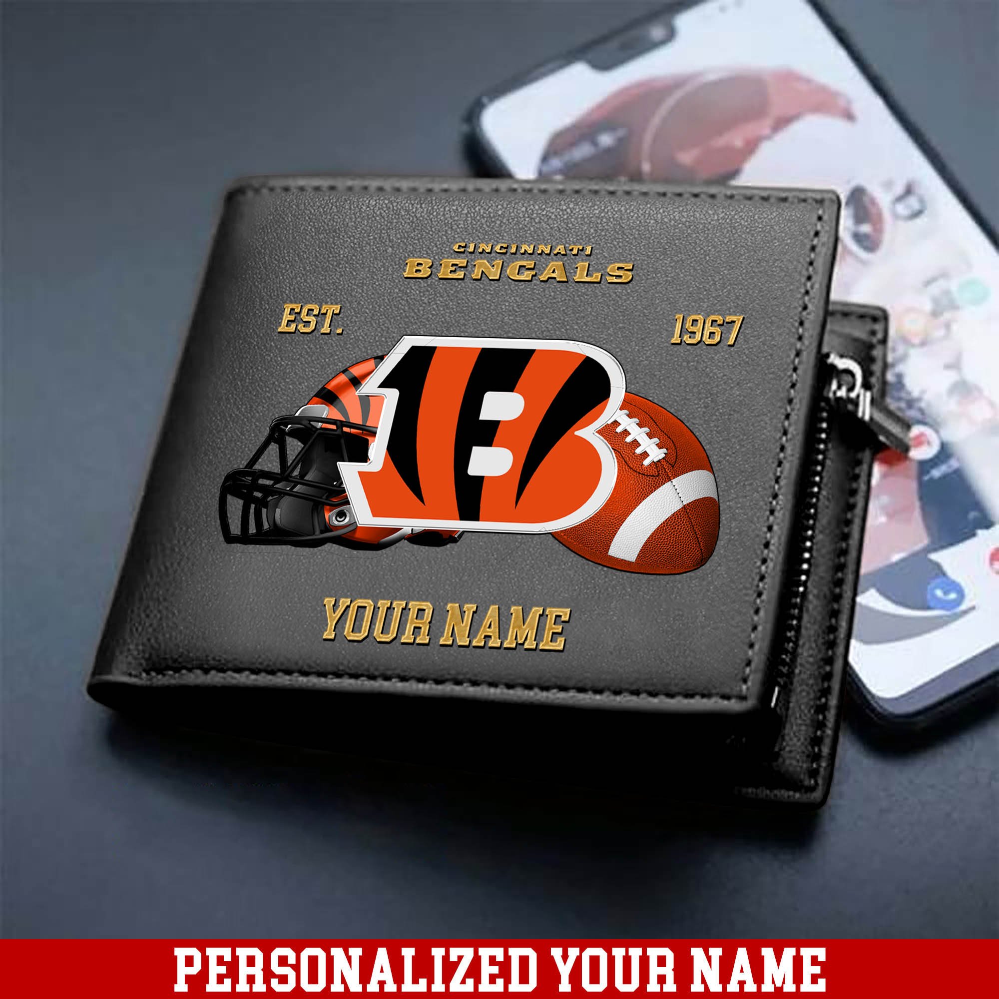 Alternative view of Cincinnati Bengals Men Wallet 2024 Version Personalized Your Name, Football Men Wallet For Fans, Gift For Football Lovers ETHY-54889