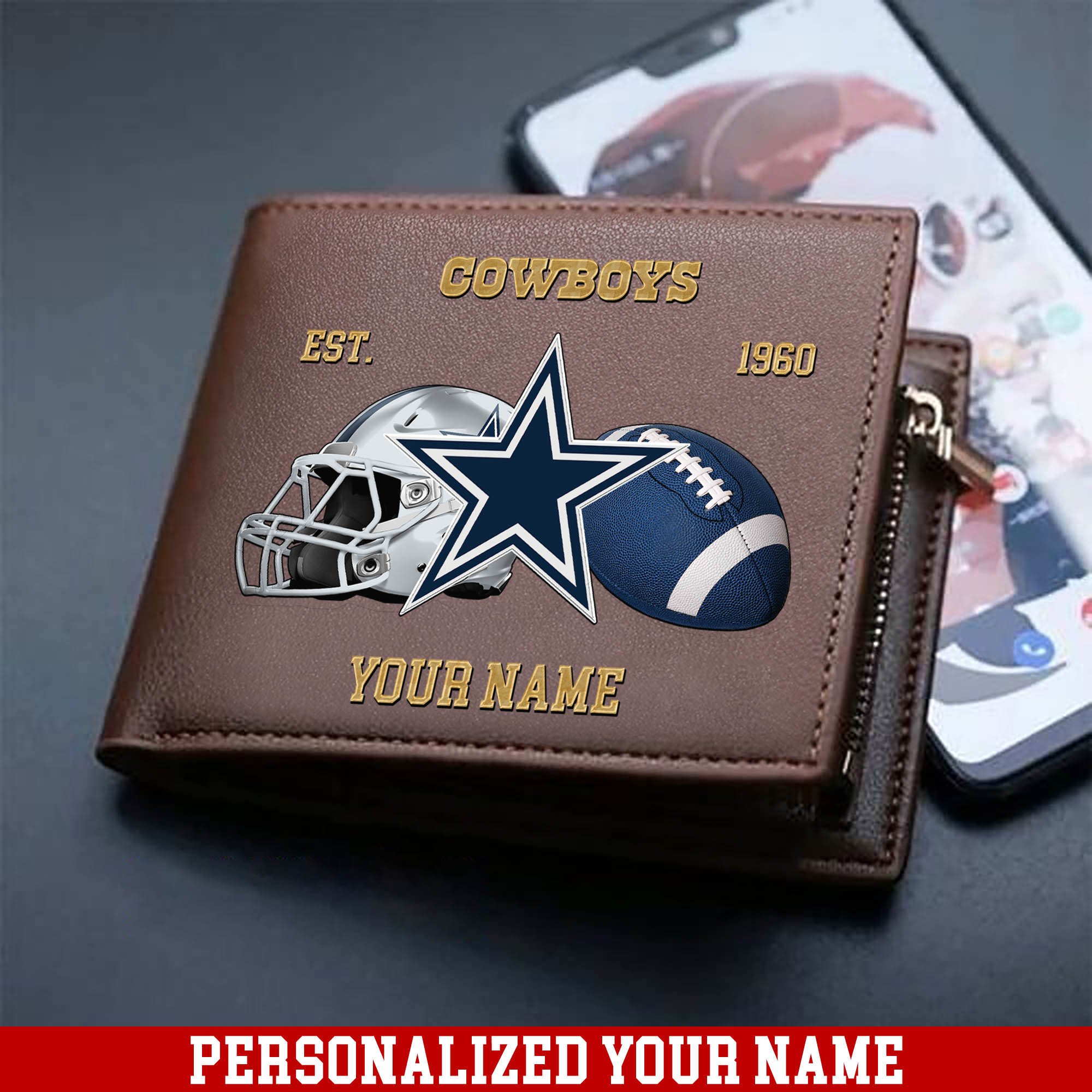 Dallas Cowboys Men Wallet 2024 Version Personalized Your Name, Football Men Wallet For Fans, Gift For Football Lovers ETHY-54889