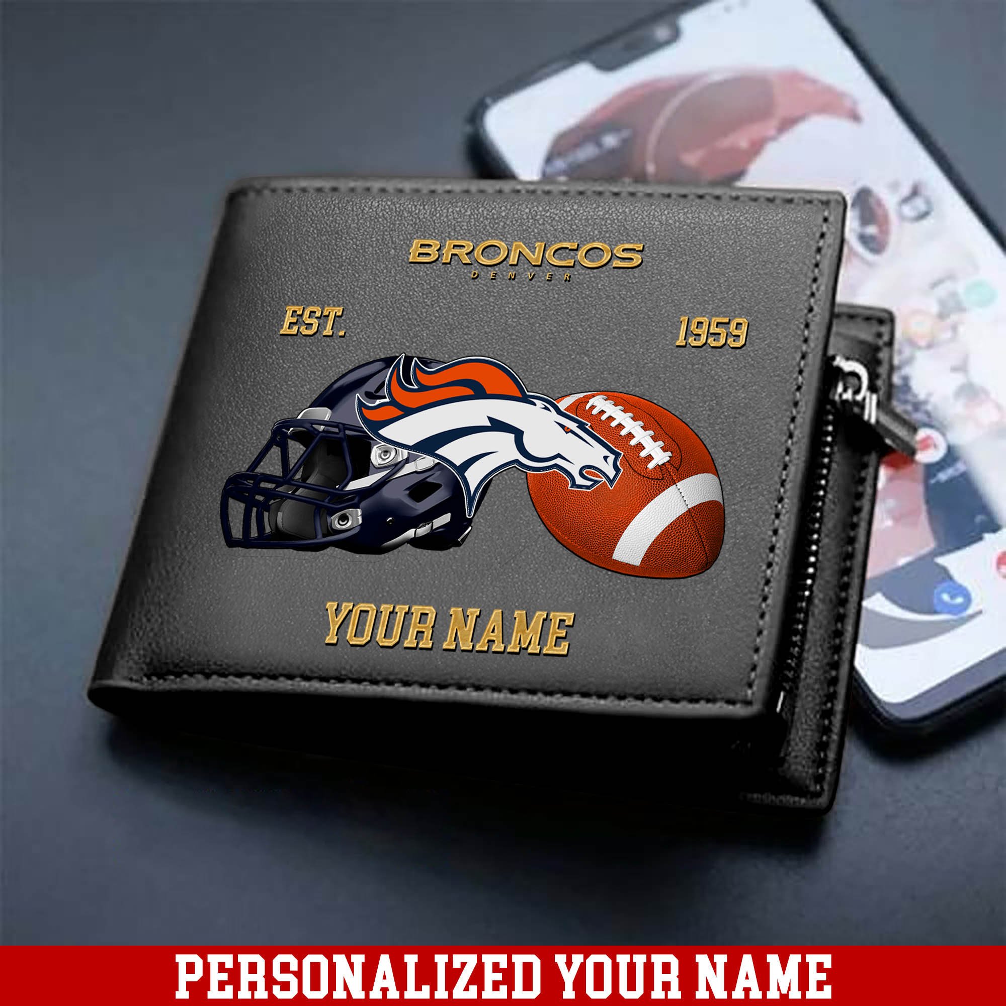 Alternative view of Denver Broncos Men Wallet 2024 Version Personalized Your Name, Football Men Wallet For Fans, Gift For Football Lovers ETHY-54889