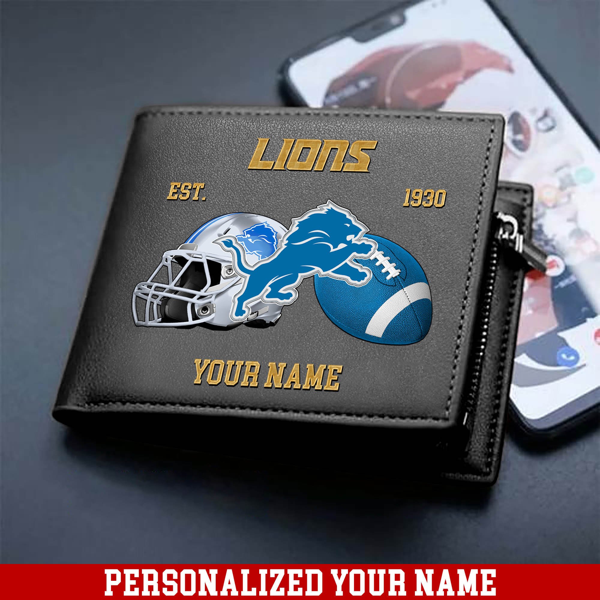 Alternative view of Detroit Lions Men Wallet 2024 Version Personalized Your Name, Football Men Wallet For Fans, Gift For Football Lovers ETHY-54889