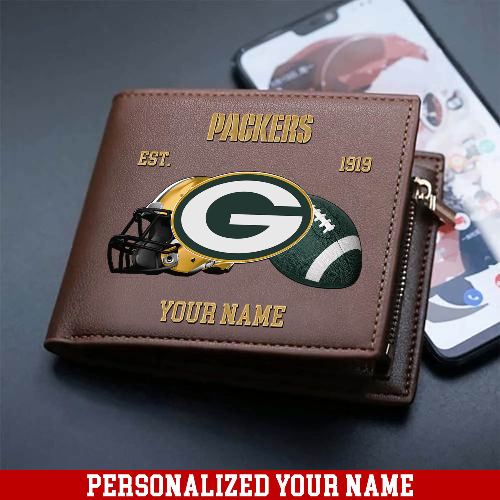 Green Bay Packers Men Wallet 2024 Version Personalized Your Name, Football Men Wallet For Fans, Gift For Football Lovers ETHY-54889