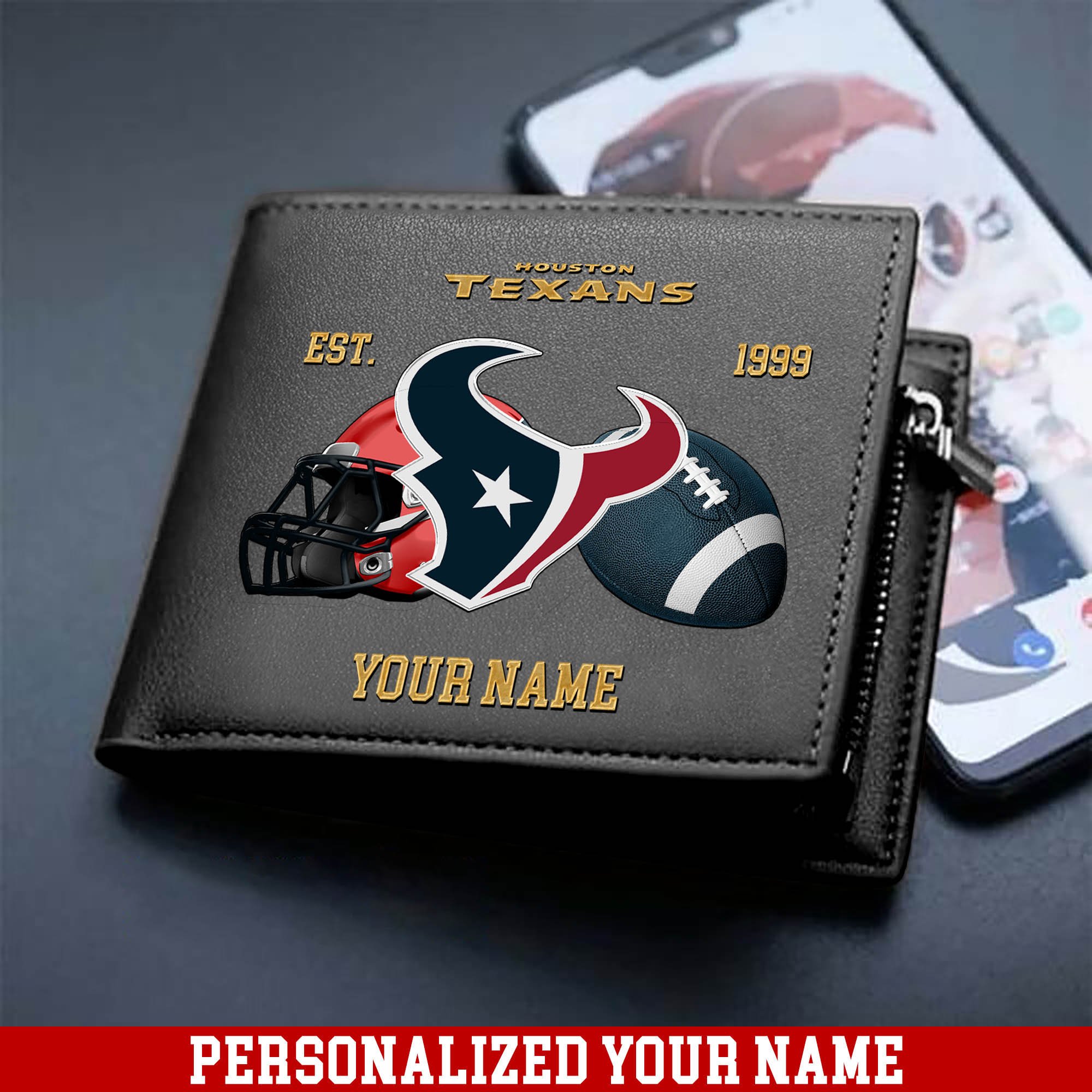 Alternative view of Houston Texans Men Wallet 2024 Version Personalized Your Name, Football Men Wallet For Fans, Gift For Football Lovers ETHY-54889