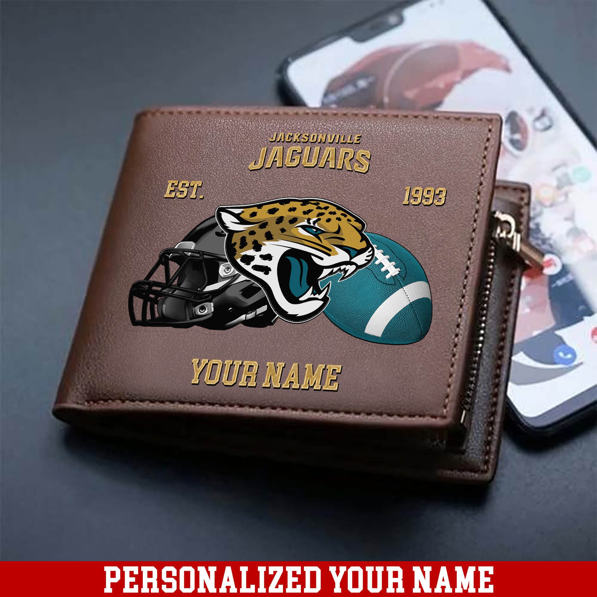 Jacksonville Jaguars Men Wallet 2024 Version Personalized Your Name, Football Men Wallet For Fans, Gift For Football Lovers ETHY-54889