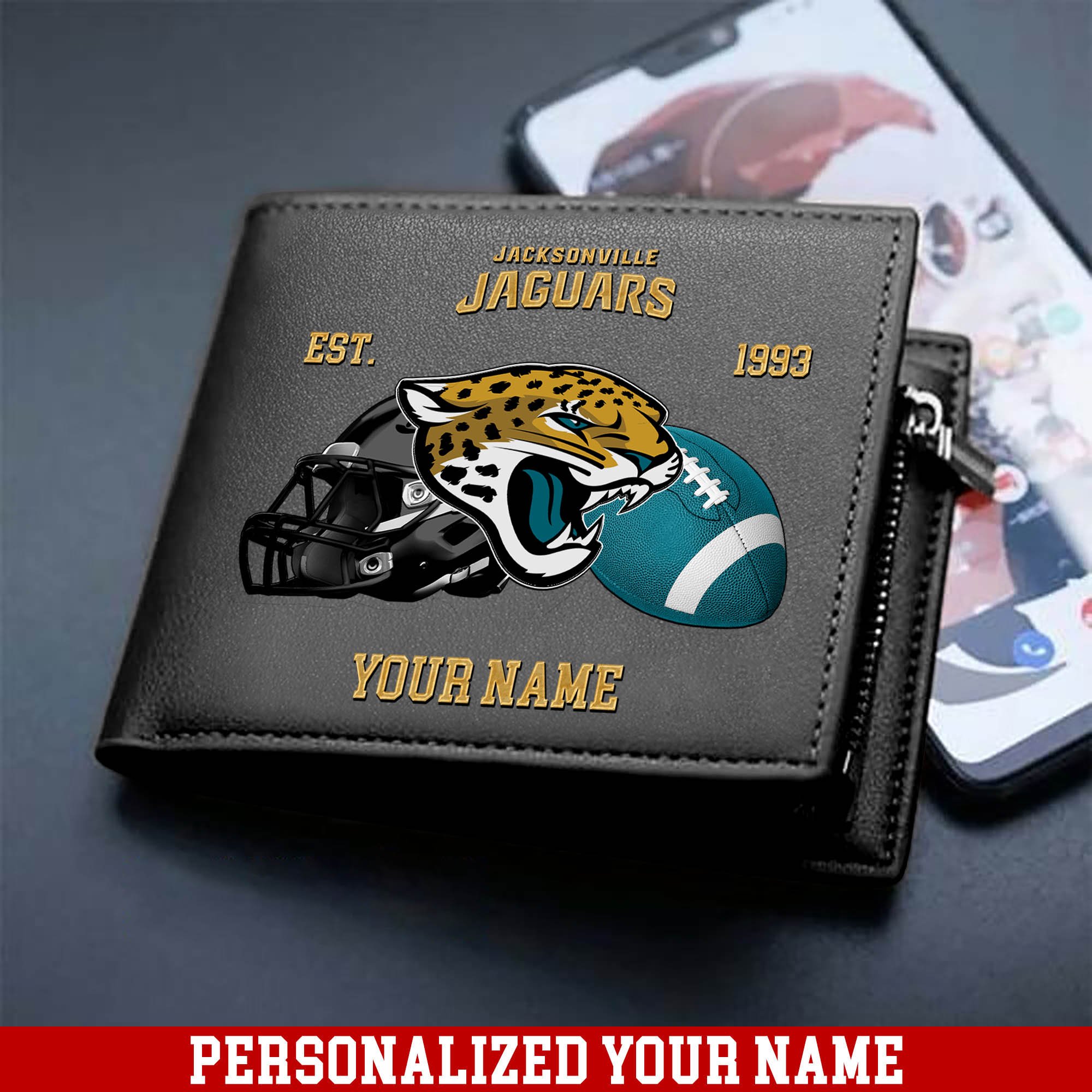 Alternative view of Jacksonville Jaguars Men Wallet 2024 Version Personalized Your Name, Football Men Wallet For Fans, Gift For Football Lovers ETHY-54889