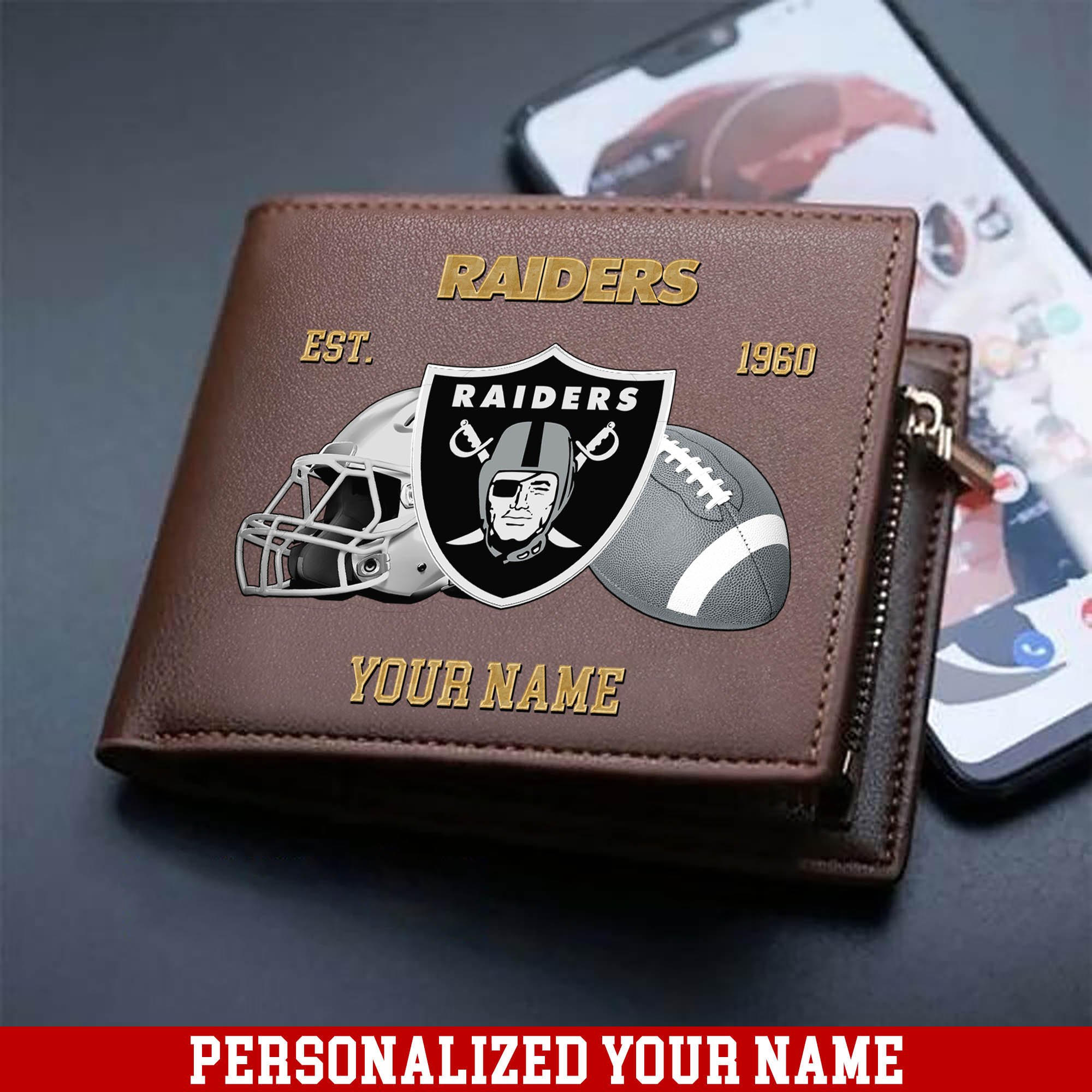 Las Vegas Raiders Men Wallet 2024 Version Personalized Your Name, Football Men Wallet For Fans, Gift For Football Lovers ETHY-54889