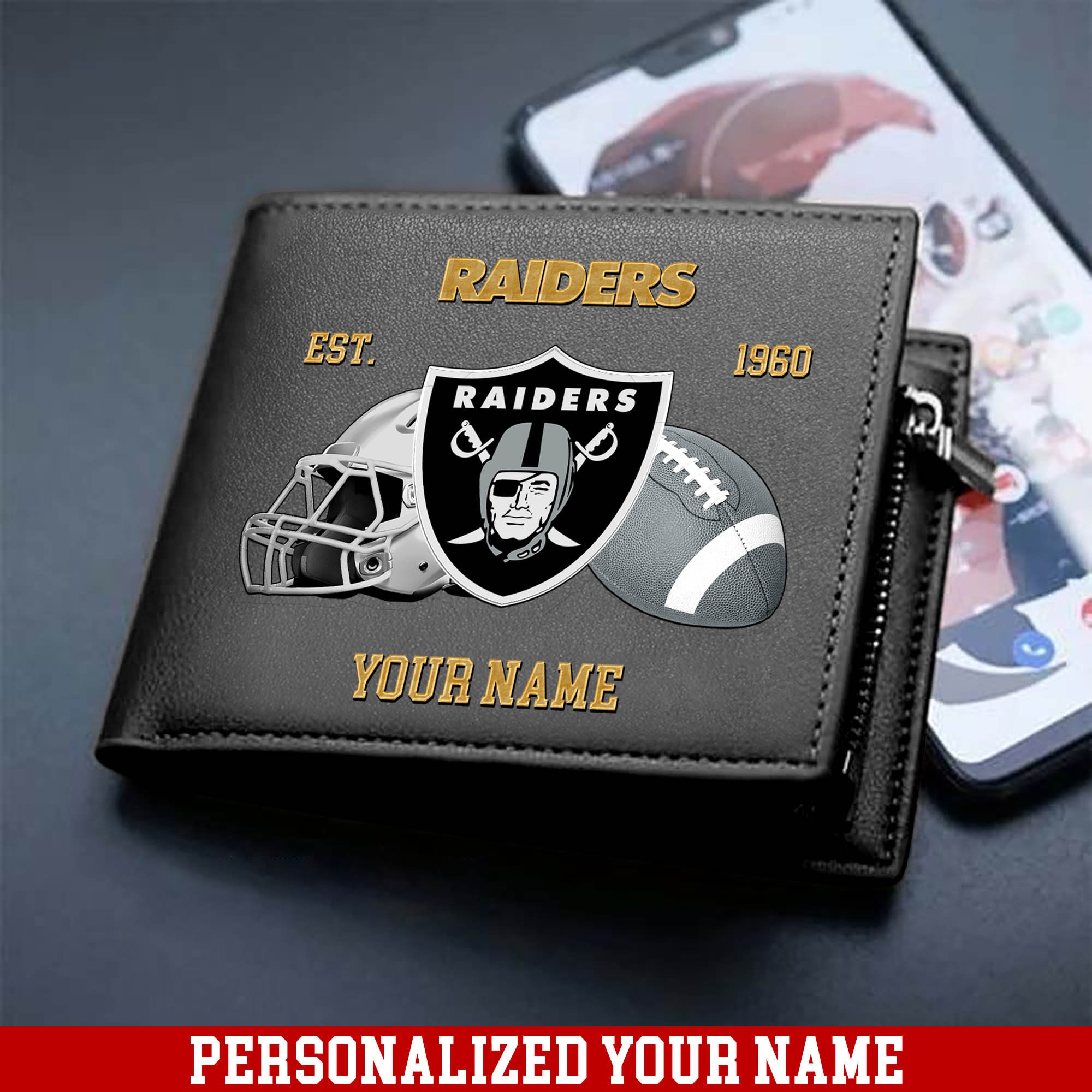 Alternative view of Las Vegas Raiders Men Wallet 2024 Version Personalized Your Name, Football Men Wallet For Fans, Gift For Football Lovers ETHY-54889