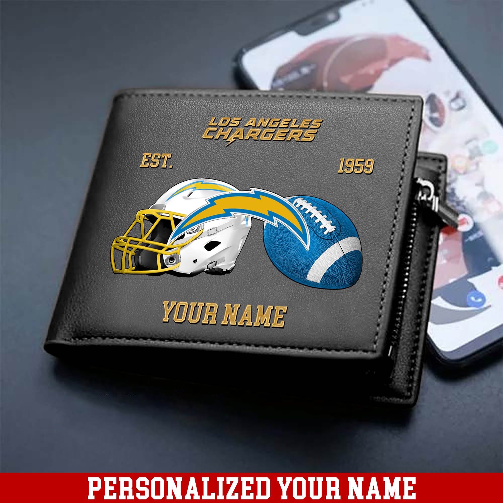 Alternative view of Los Angeles Chargers Men Wallet 2024 Version Personalized Your Name, Football Men Wallet For Fans, Gift For Football Lovers ETHY-54889