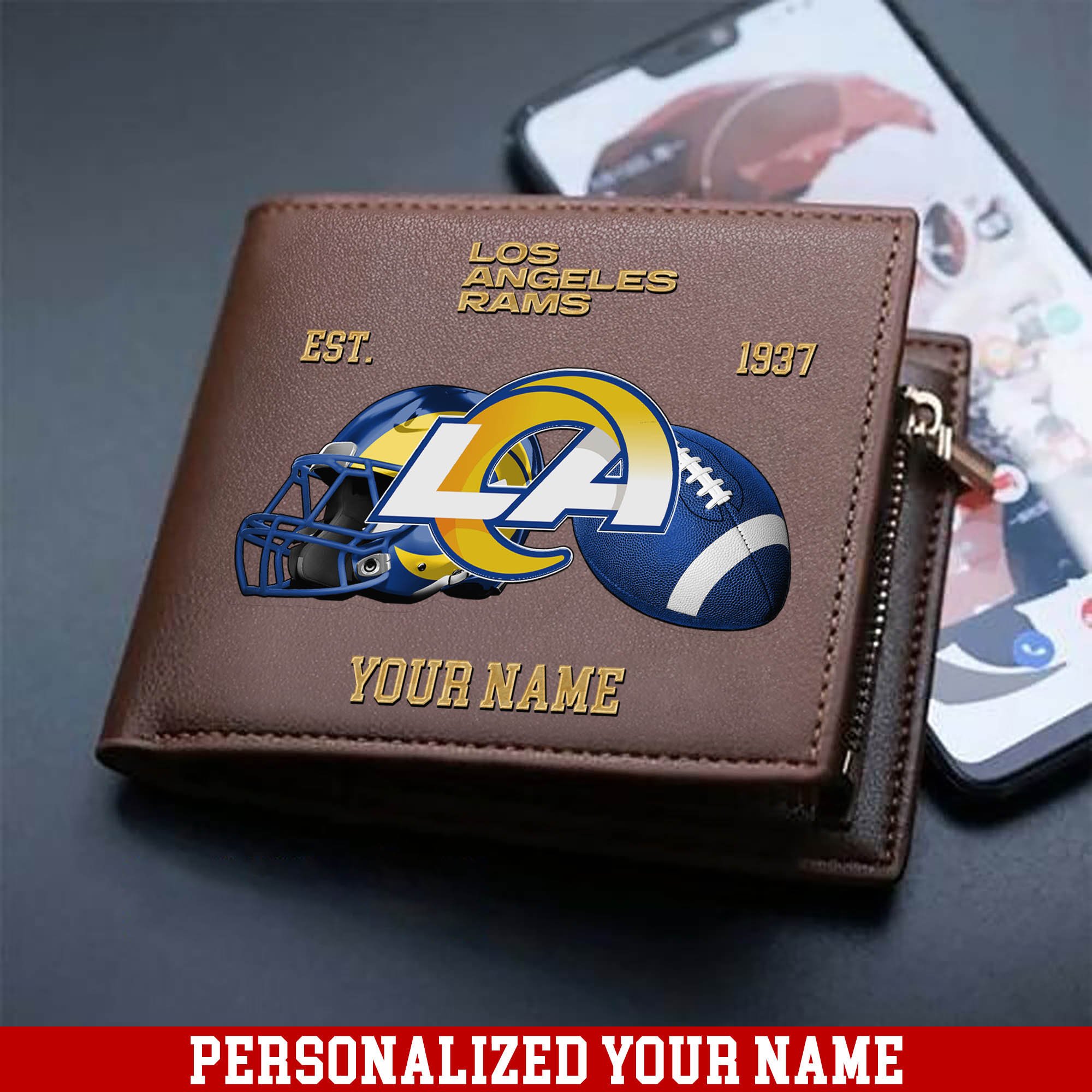 Los Angeles Rams Men Wallet 2024 Version Personalized Your Name, Football Men Wallet For Fans, Gift For Football Lovers ETHY-54889