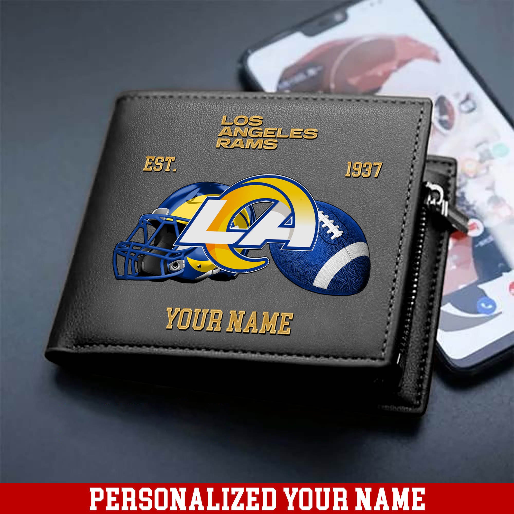 Alternative view of Los Angeles Rams Men Wallet 2024 Version Personalized Your Name, Football Men Wallet For Fans, Gift For Football Lovers ETHY-54889