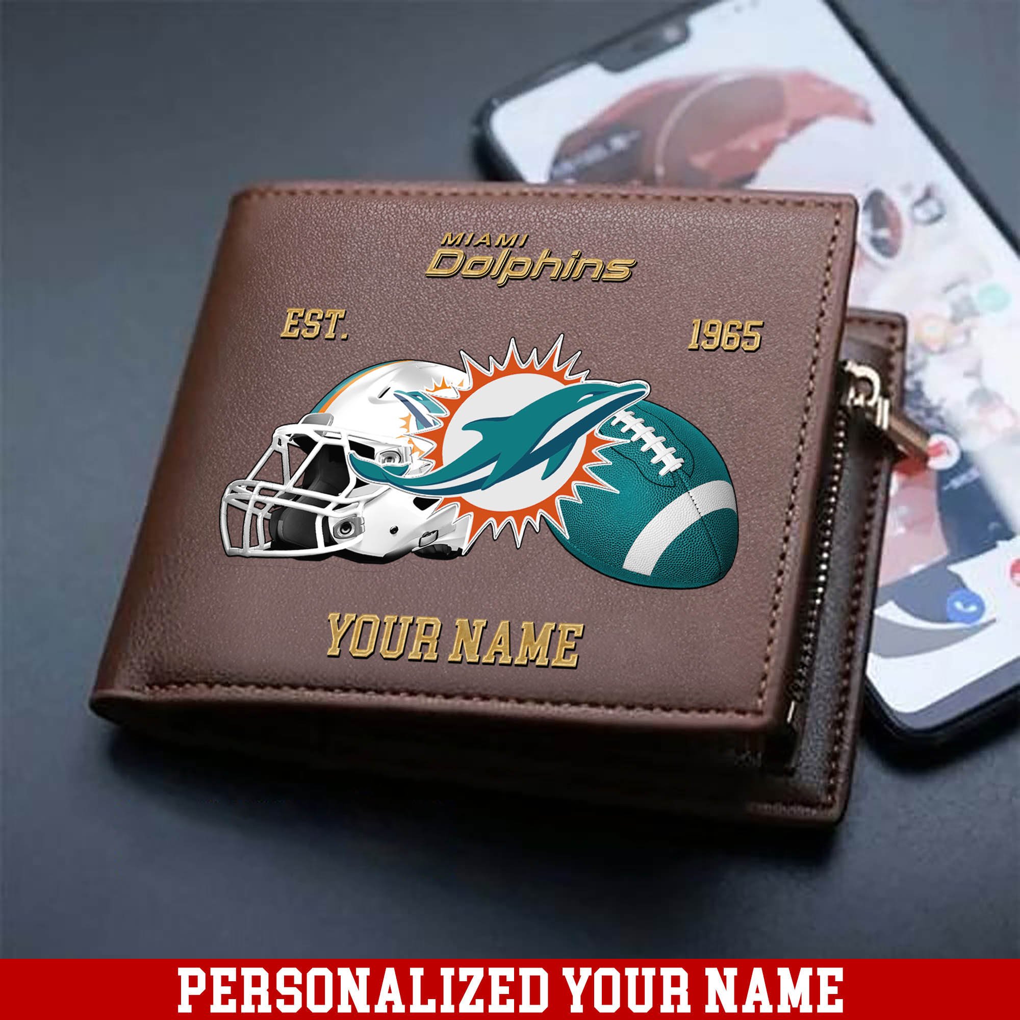 Miami Dolphins Men Wallet 2024 Version Personalized Your Name, Football Men Wallet For Fans, Gift For Football Lovers ETHY-54889