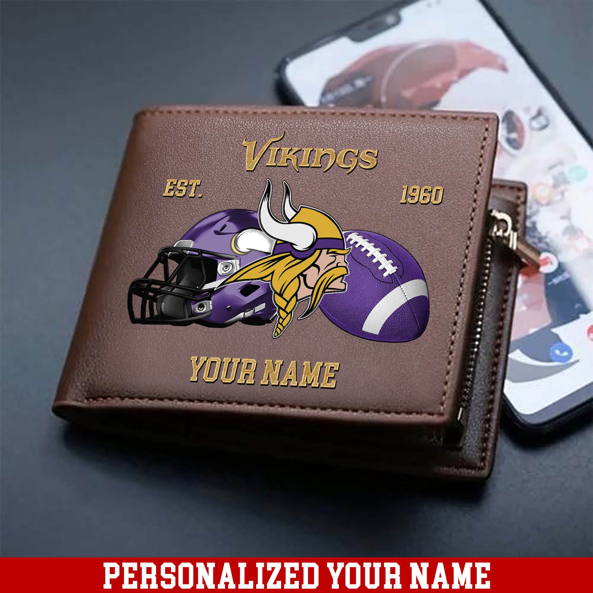 Minnesota Vikings Men Wallet 2024 Version Personalized Your Name, Football Men Wallet For Fans, Gift For Football Lovers ETHY-54889