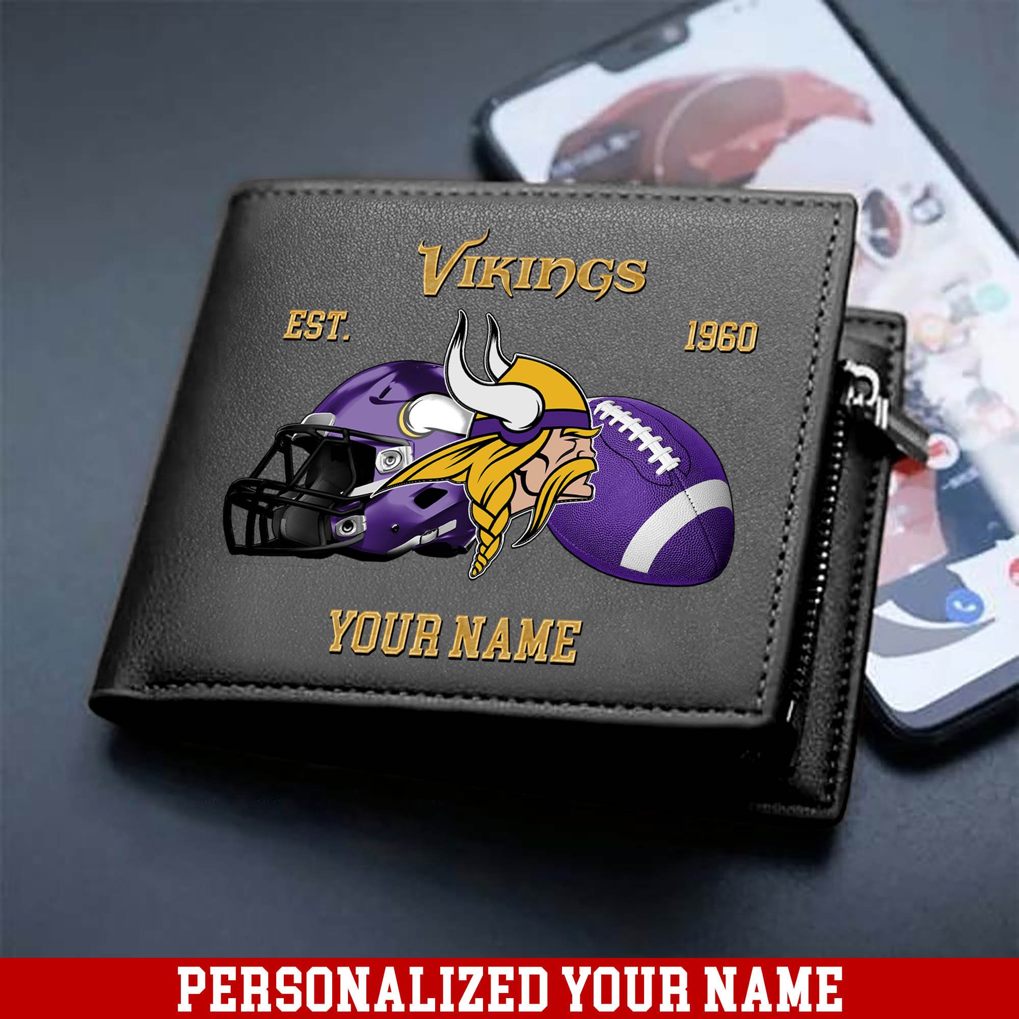 Alternative view of Minnesota Vikings Men Wallet 2024 Version Personalized Your Name, Football Men Wallet For Fans, Gift For Football Lovers ETHY-54889