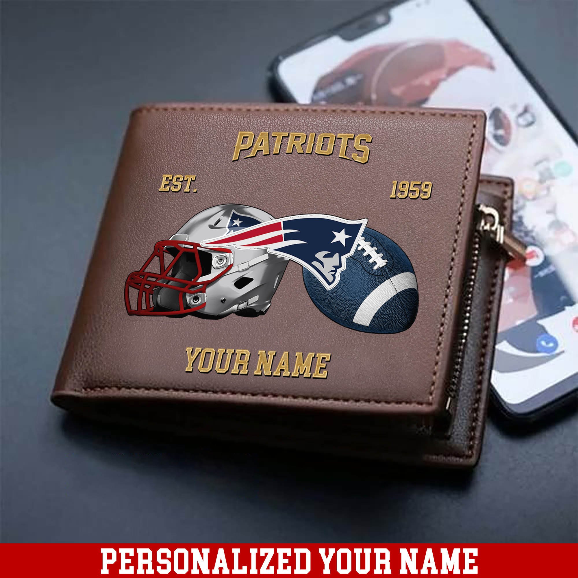 New England Patriots Men Wallet 2024 Version Personalized Your Name, Football Men Wallet For Fans, Gift For Football Lovers ETHY-54889