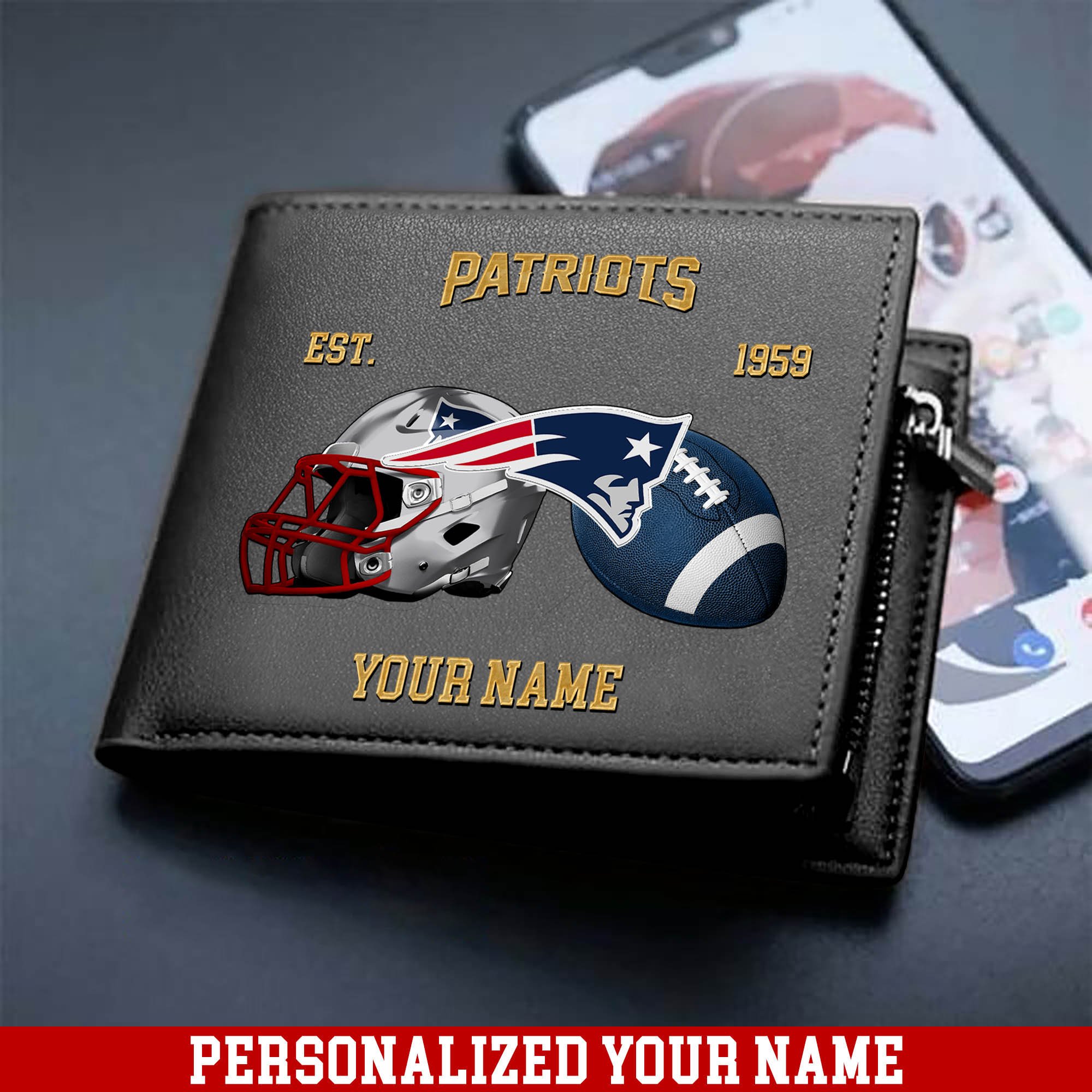 Alternative view of New England Patriots Men Wallet 2024 Version Personalized Your Name, Football Men Wallet For Fans, Gift For Football Lovers ETHY-54889