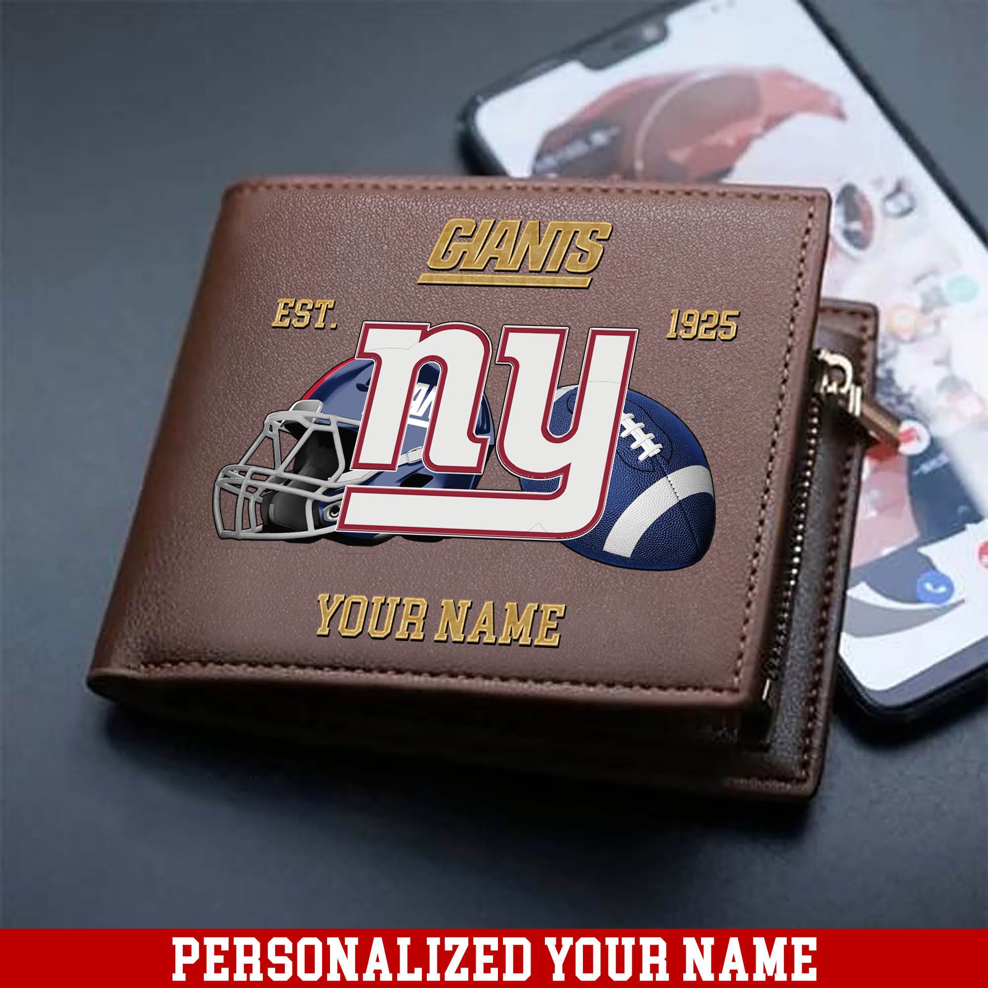 New York Giants Men Wallet 2024 Version Personalized Your Name, Football Men Wallet For Fans, Gift For Football Lovers ETHY-54889