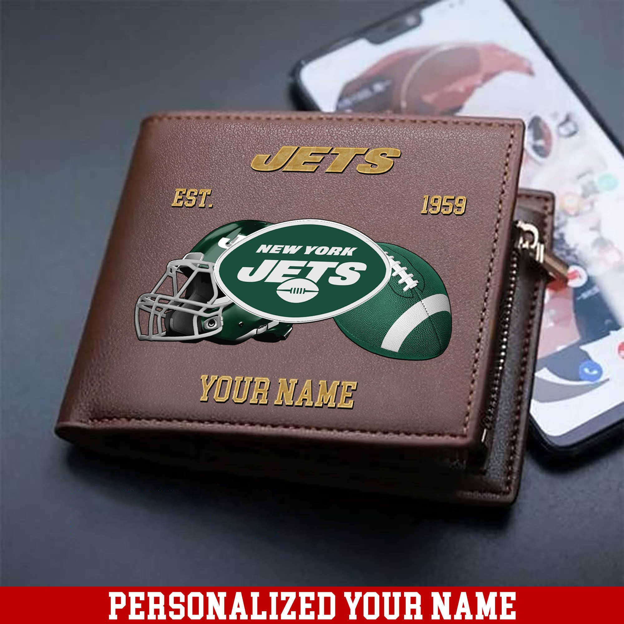 New York Jets Men Wallet 2024 Version Personalized Your Name, Football Men Wallet For Fans, Gift For Football Lovers ETHY-54889