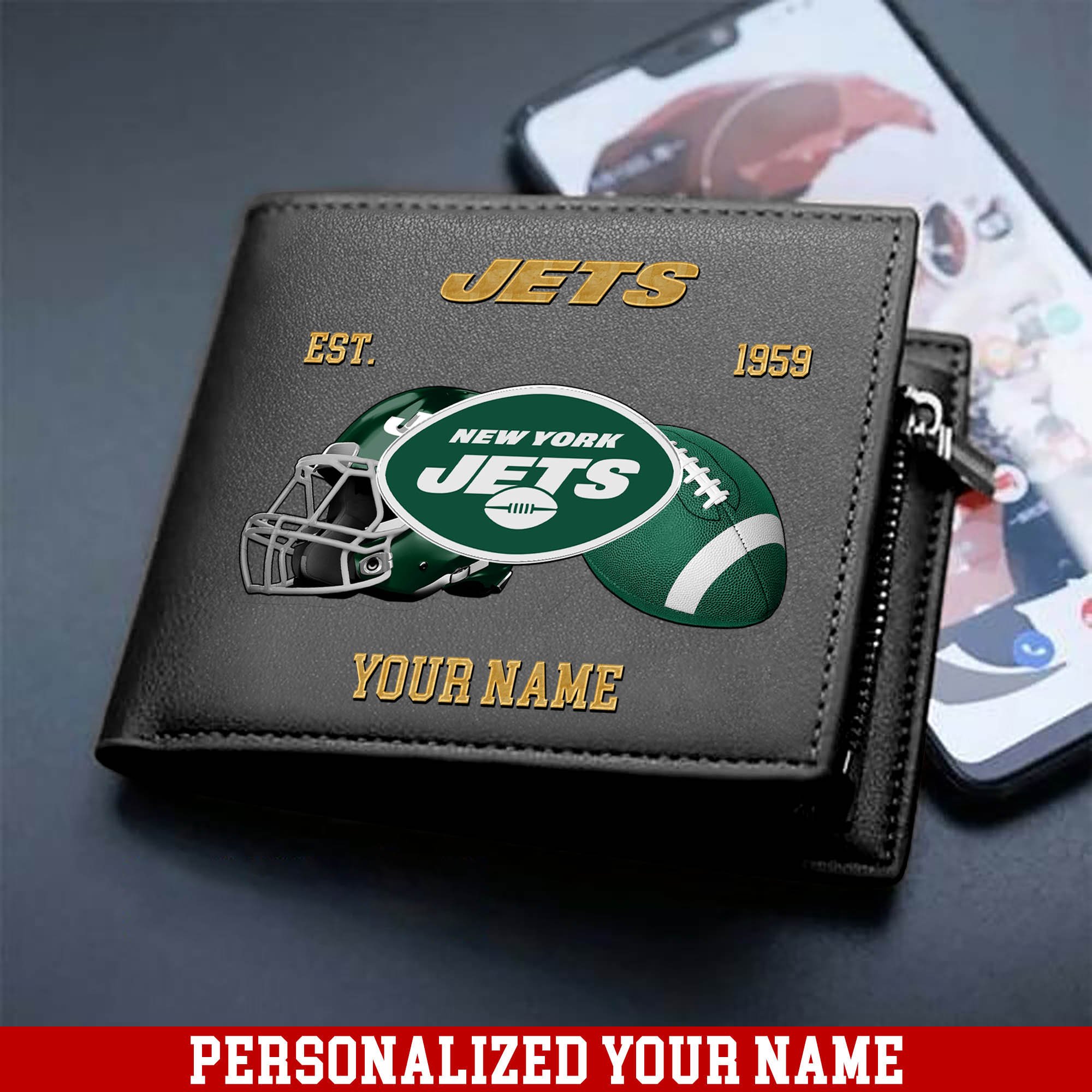 Alternative view of New York Jets Men Wallet 2024 Version Personalized Your Name, Football Men Wallet For Fans, Gift For Football Lovers ETHY-54889