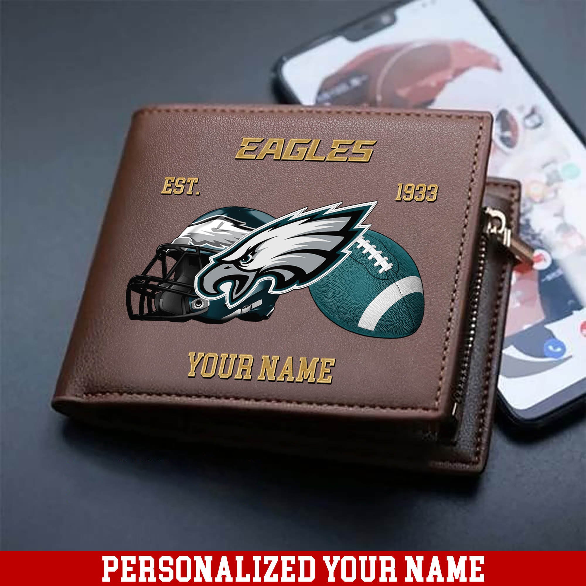 Philadelphia Eagles Men Wallet 2024 Version Personalized Your Name, Football Men Wallet For Fans, Gift For Football Lovers ETHY-54889