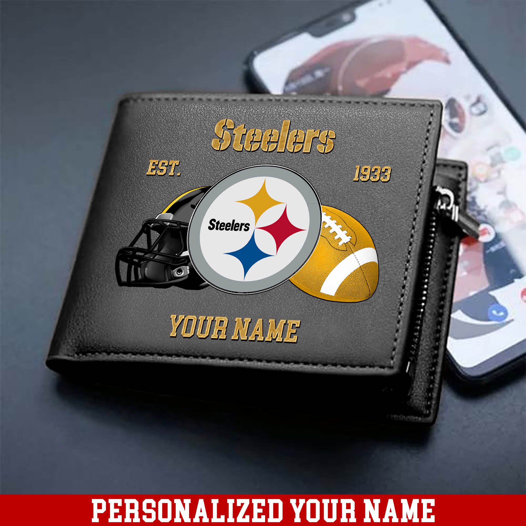 Alternative view of Pittsburgh Steelers Men Wallet 2024 Version Personalized Your Name, Football Men Wallet For Fans, Gift For Football Lovers ETHY-54889