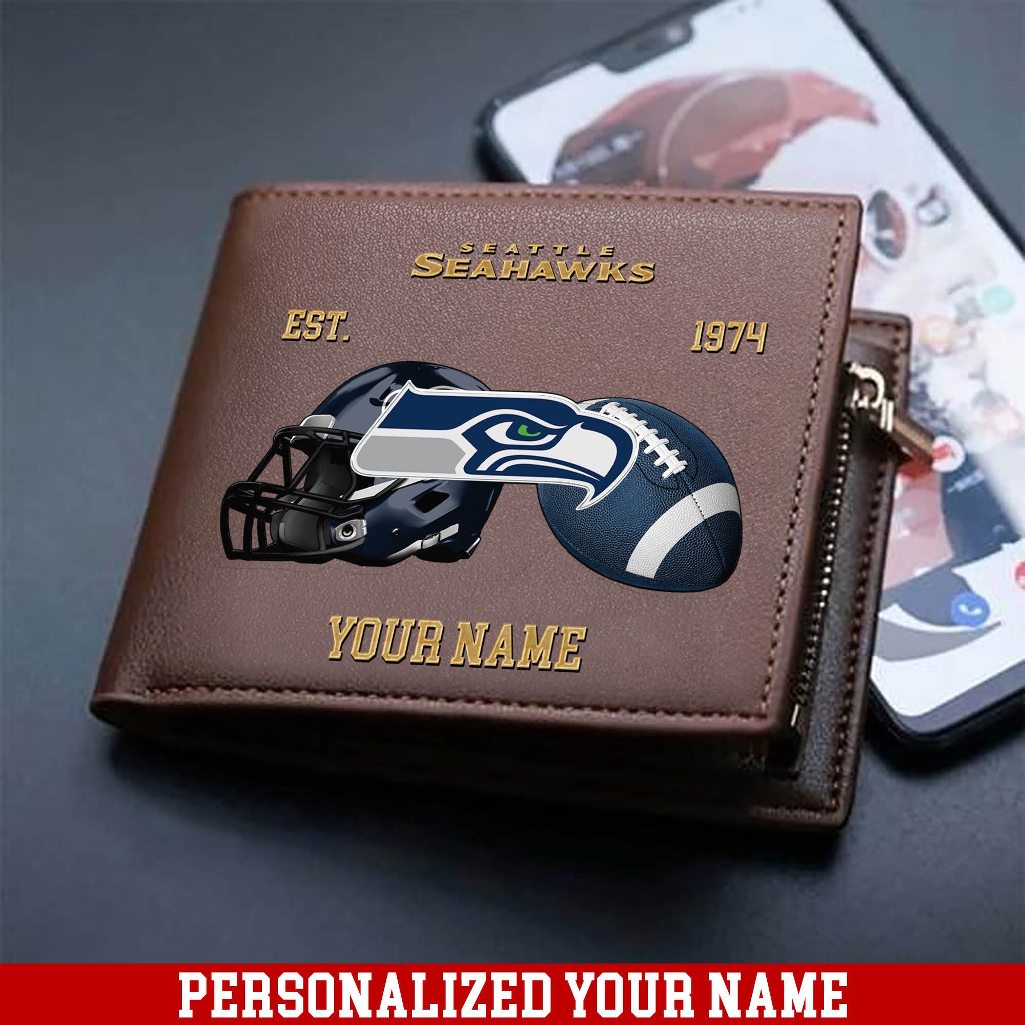 Seattle Seahawks Men Wallet 2024 Version Personalized Your Name, Football Men Wallet For Fans, Gift For Football Lovers ETHY-54889