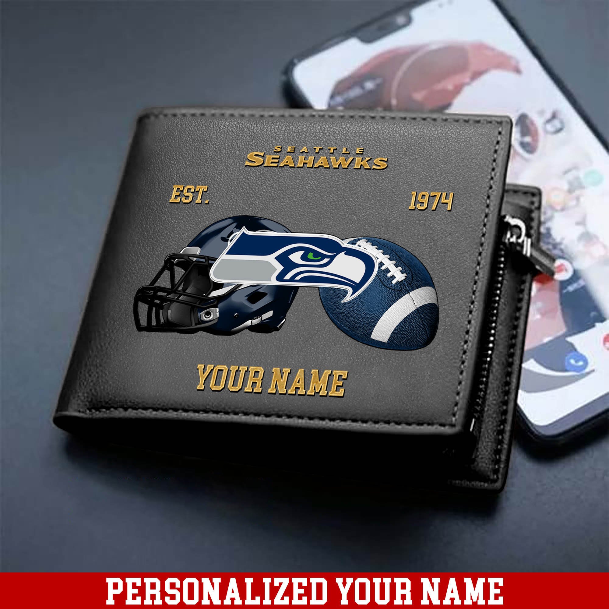Alternative view of Seattle Seahawks Men Wallet 2024 Version Personalized Your Name, Football Men Wallet For Fans, Gift For Football Lovers ETHY-54889
