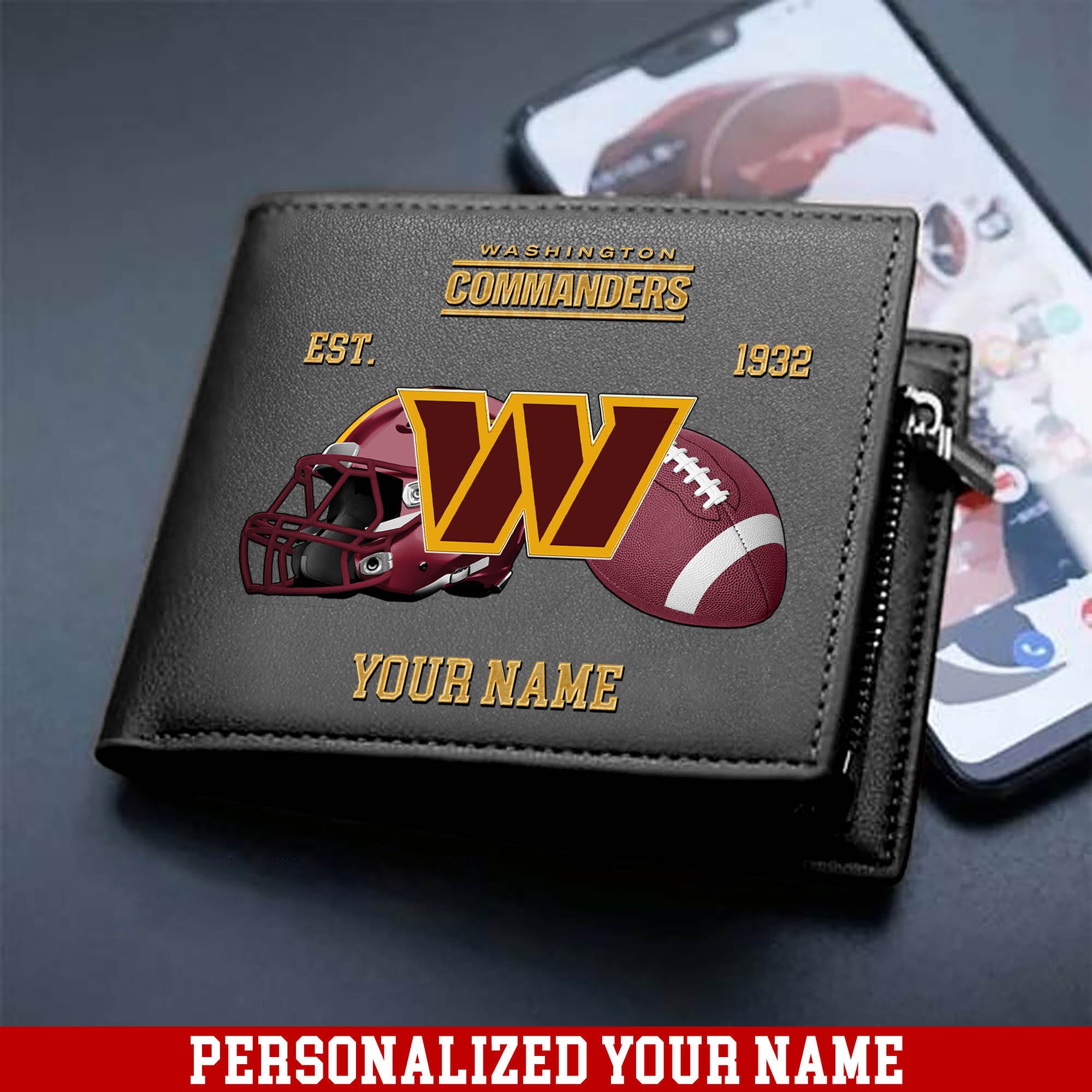 Alternative view of Washington Commanders Men Wallet 2024 Version Personalized Your Name, Football Men Wallet For Fans, Gift For Football Lovers ETHY-54889
