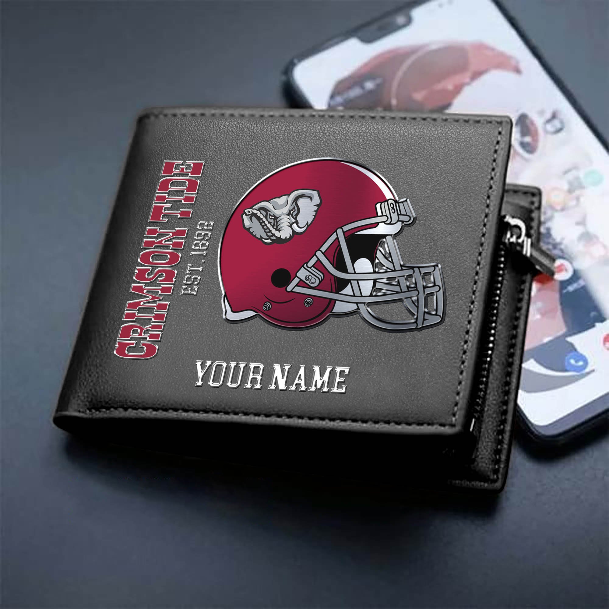 Alabama Crimson Tide Team Men Wallet 2024 Version Personalized Your Name, Men Wallet For Football Lovers, Fan Gifts ETHY-54890