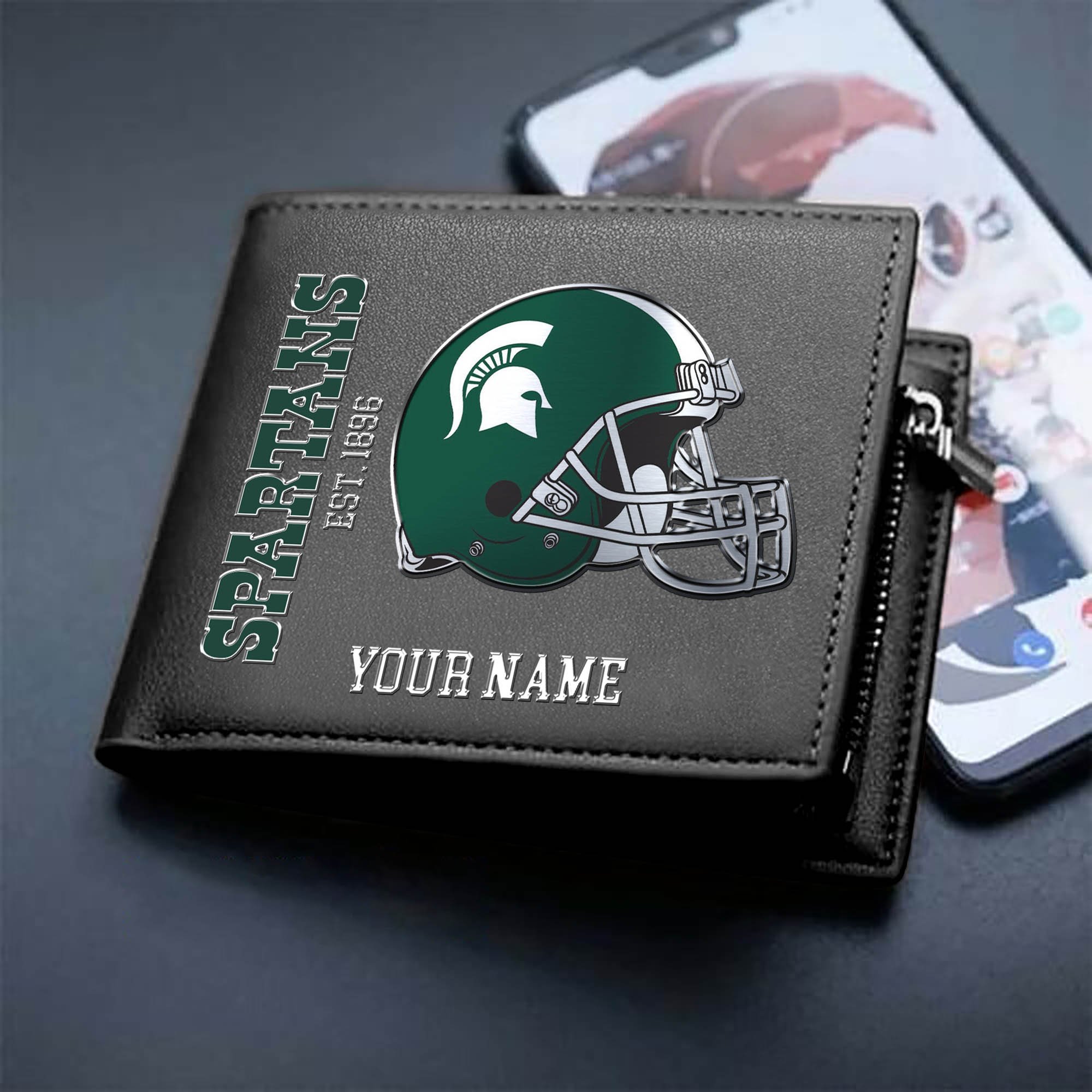Michigan State Spartans Team Men Wallet 2024 Version Personalized Your Name, Men Wallet For Football Lovers, Fan Gifts ETHY-54890