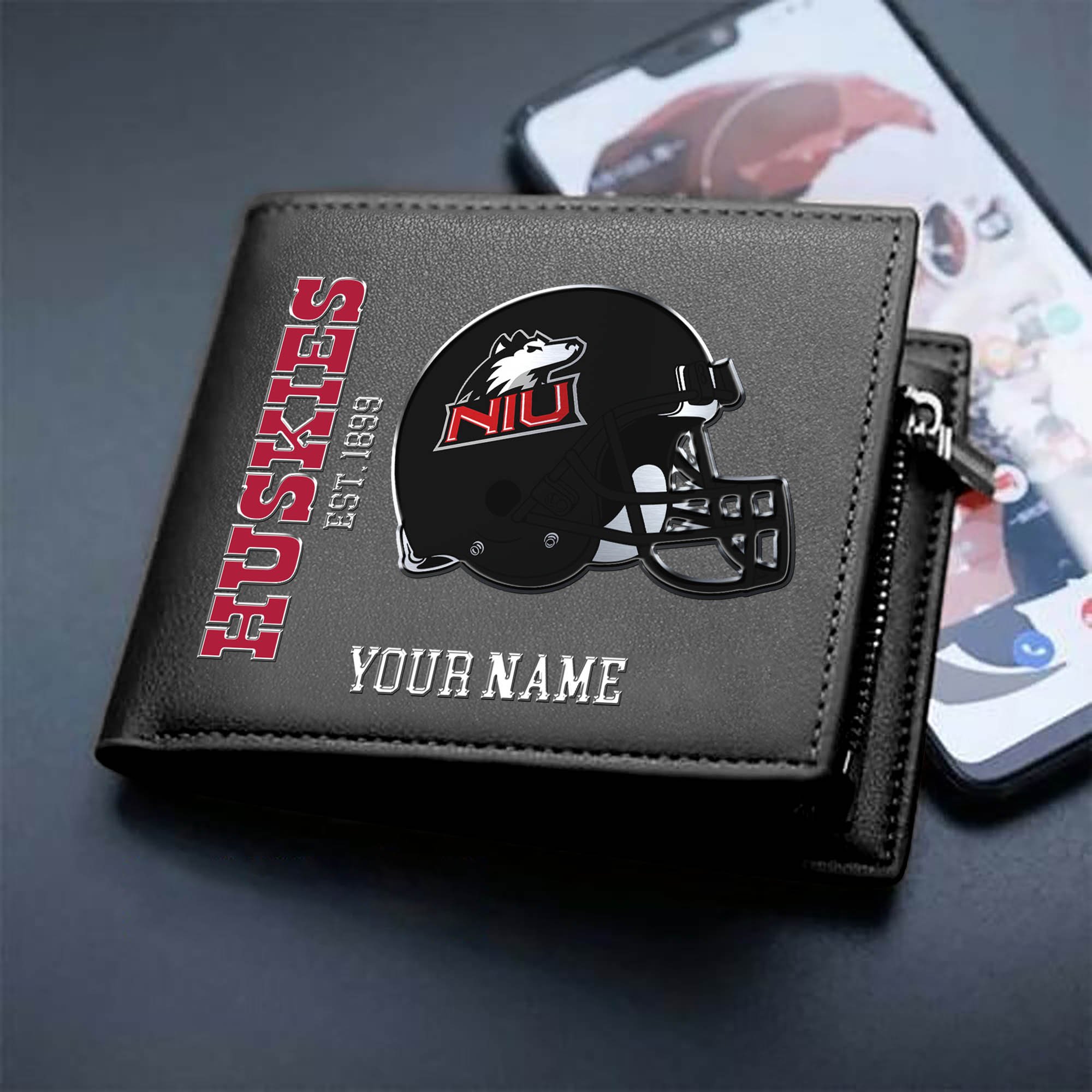 Northern Illinois Huskies Team Men Wallet 2024 Version Personalized Your Name, Men Wallet For Football Lovers, Fan Gifts ETHY-54890