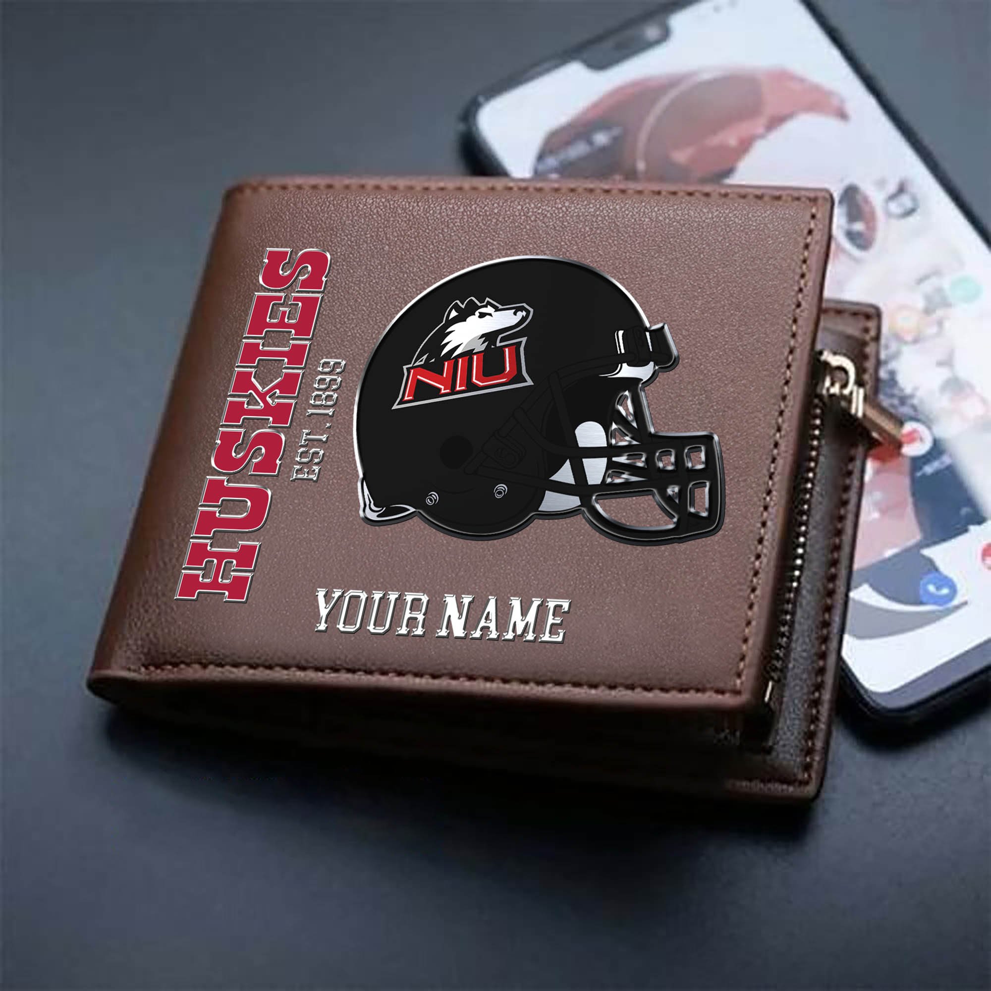Alternative view of Northern Illinois Huskies Team Men Wallet 2024 Version Personalized Your Name, Men Wallet For Football Lovers, Fan Gifts ETHY-54890