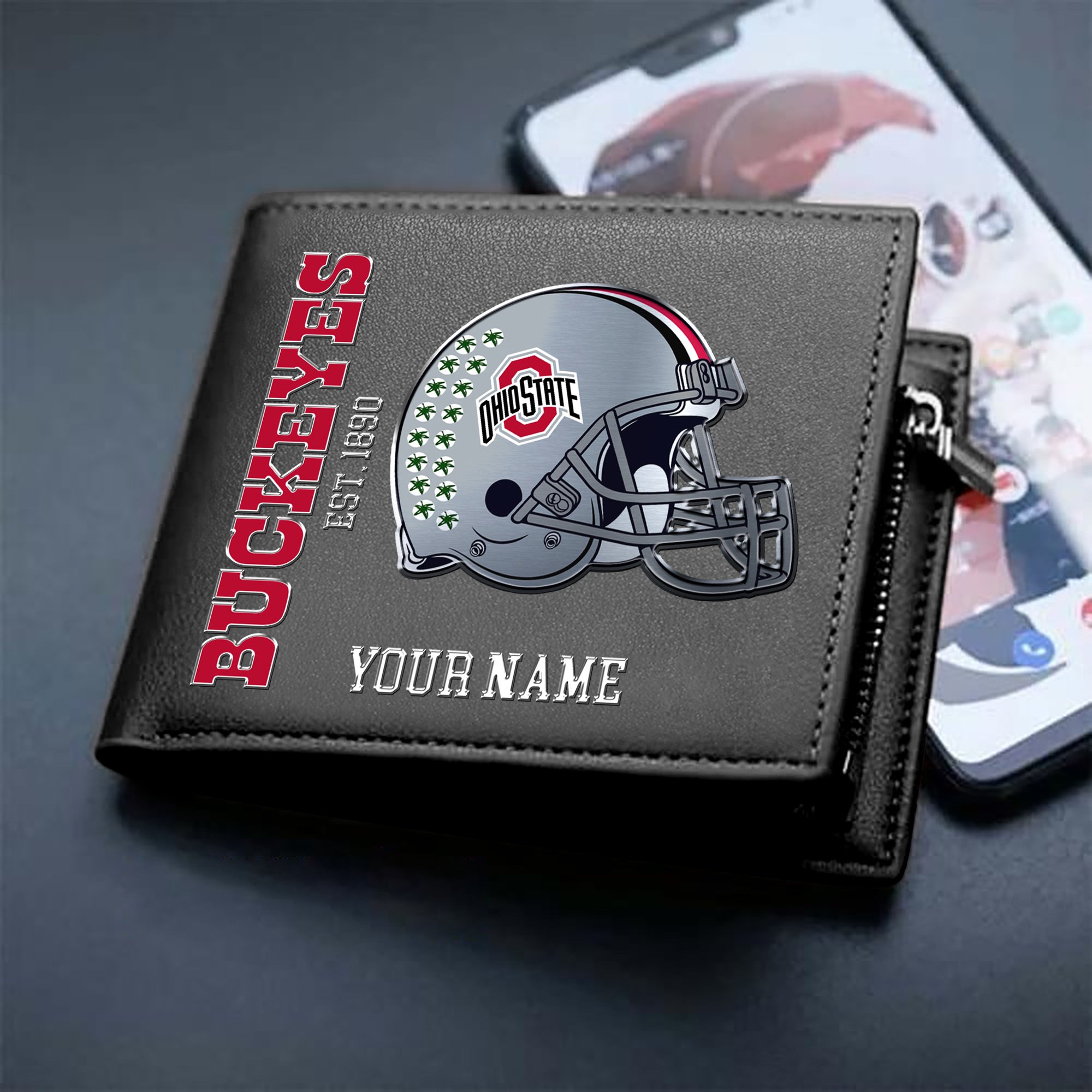 Ohio State Buckeyes Team Men Wallet 2024 Version Personalized Your Name, Men Wallet For Football Lovers, Fan Gifts ETHY-54890