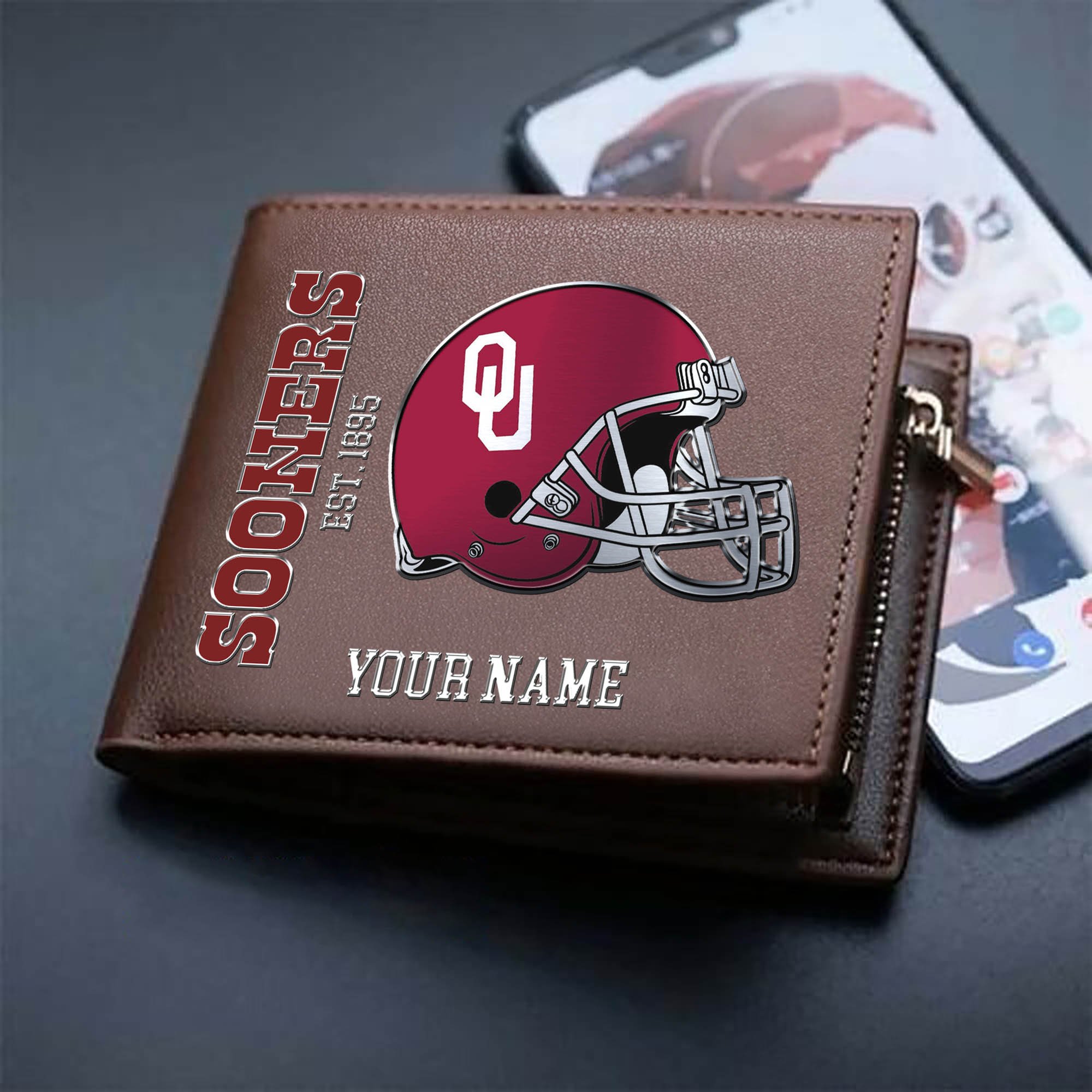 Alternative view of Oklahoma Sooners Team Men Wallet 2024 Version Personalized Your Name, Men Wallet For Football Lovers, Fan Gifts ETHY-54890