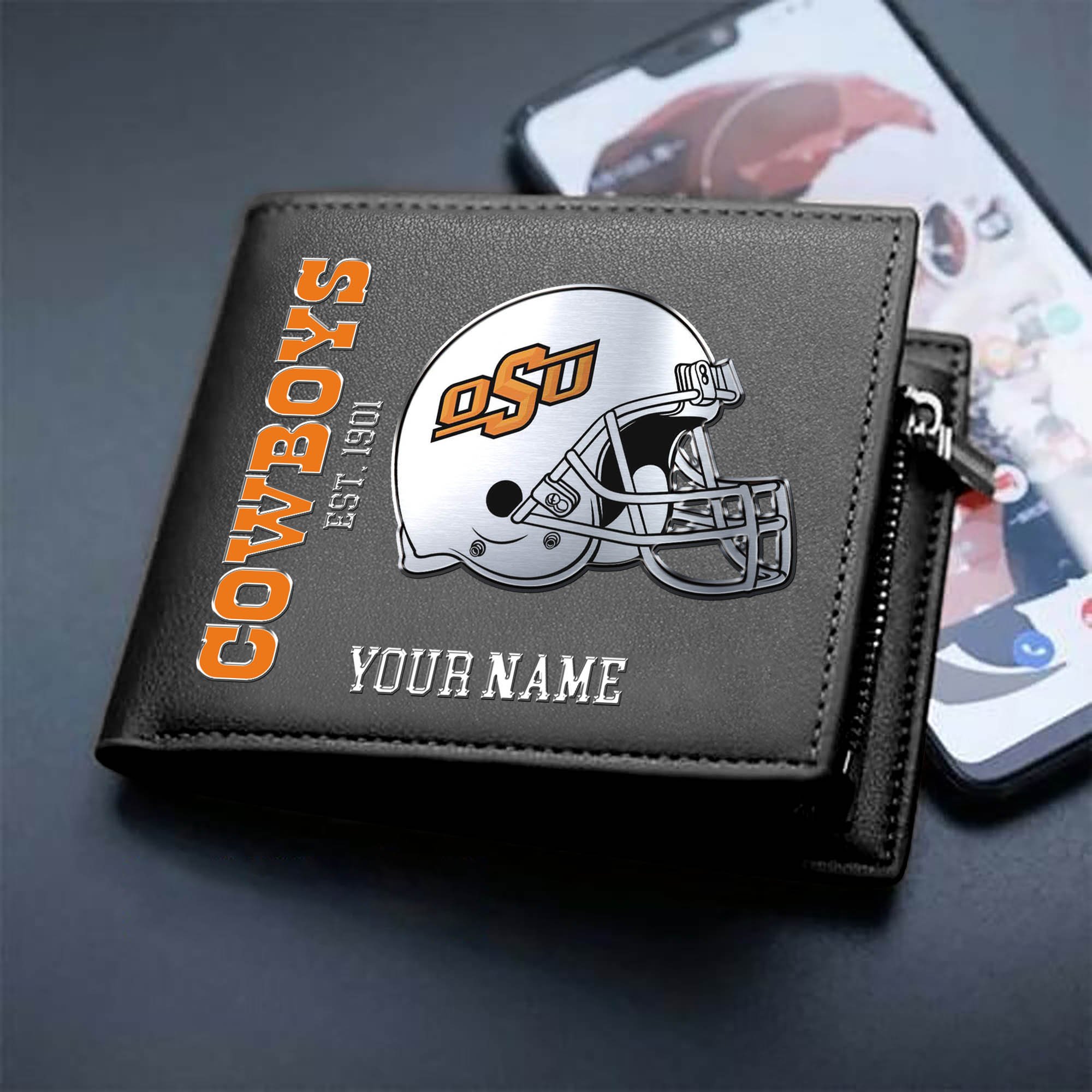 Oklahoma State Cowboys Team Men Wallet 2024 Version Personalized Your Name, Men Wallet For Football Lovers, Fan Gifts ETHY-54890