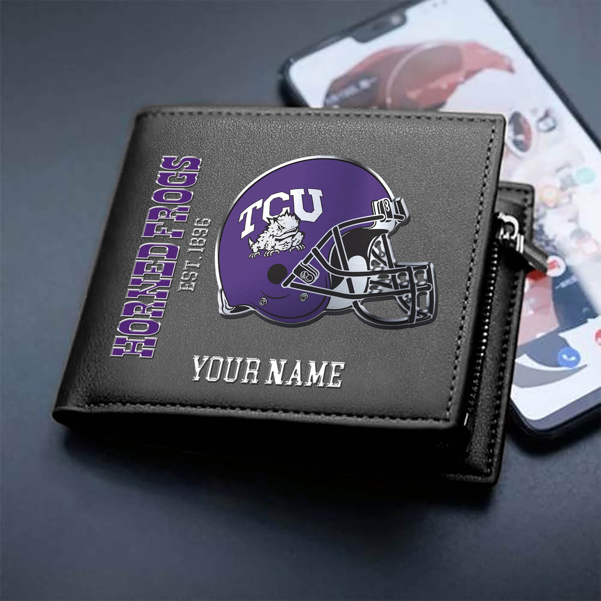 TCU Horned Frogs Team Men Wallet 2024 Version Personalized Your Name, Men Wallet For Football Lovers, Fan Gifts ETHY-54890