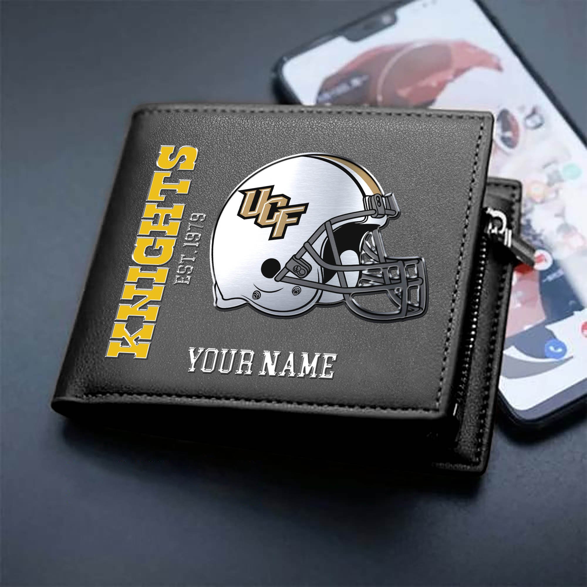 UCF Knights Team Men Wallet 2024 Version Personalized Your Name, Men Wallet For Football Lovers, Fan Gifts ETHY-54890