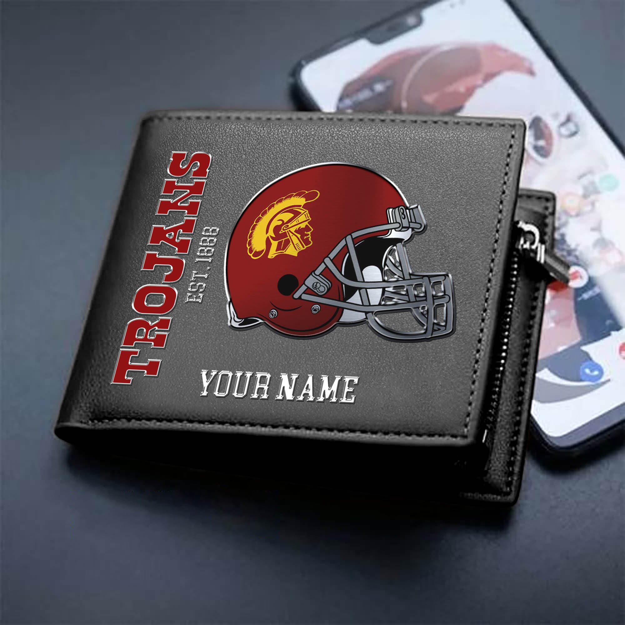 USC Trojans Team Men Wallet 2024 Version Personalized Your Name, Men Wallet For Football Lovers, Fan Gifts ETHY-54890