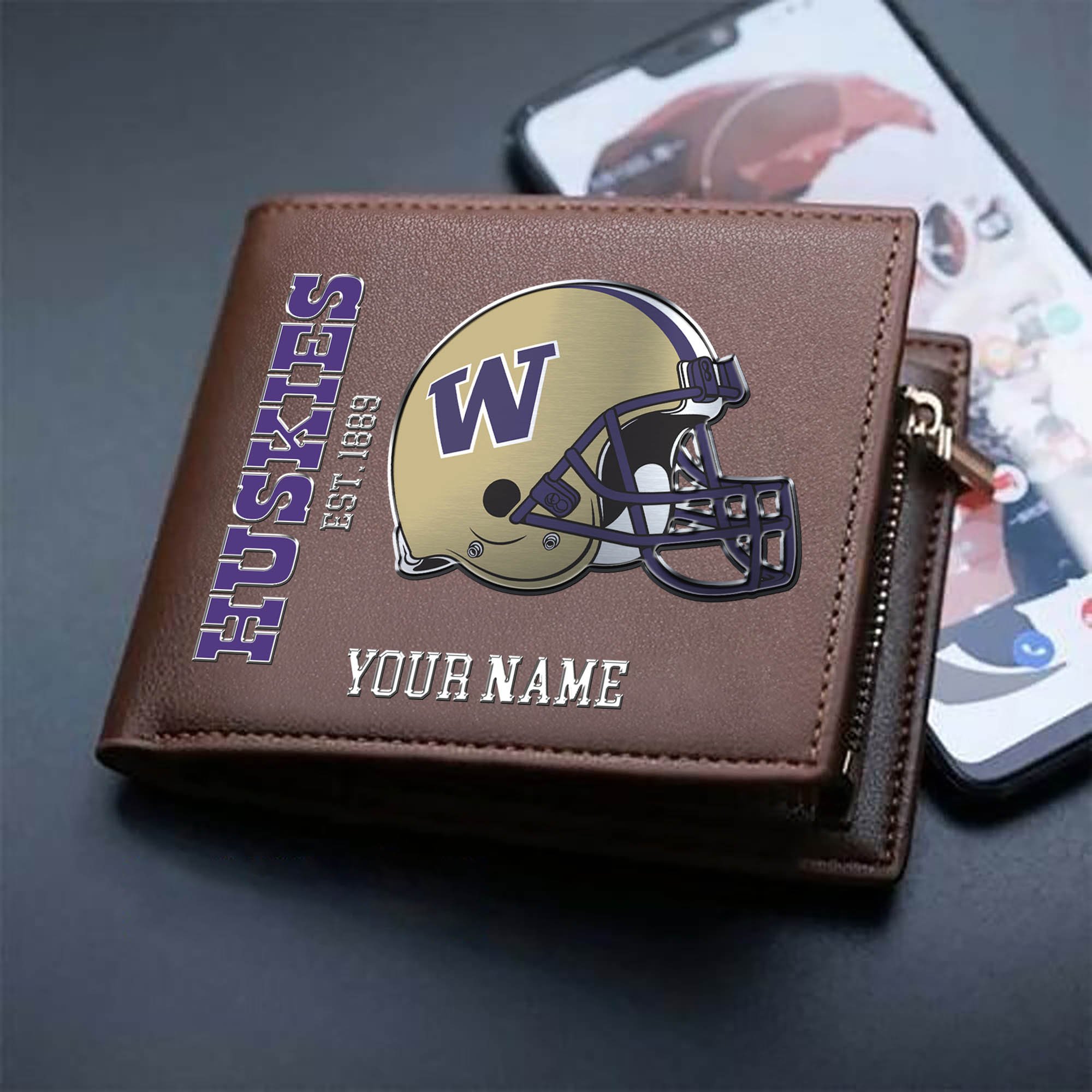 Alternative view of Washington Huskies Team Men Wallet 2024 Version Personalized Your Name, Men Wallet For Football Lovers, Fan Gifts ETHY-54890