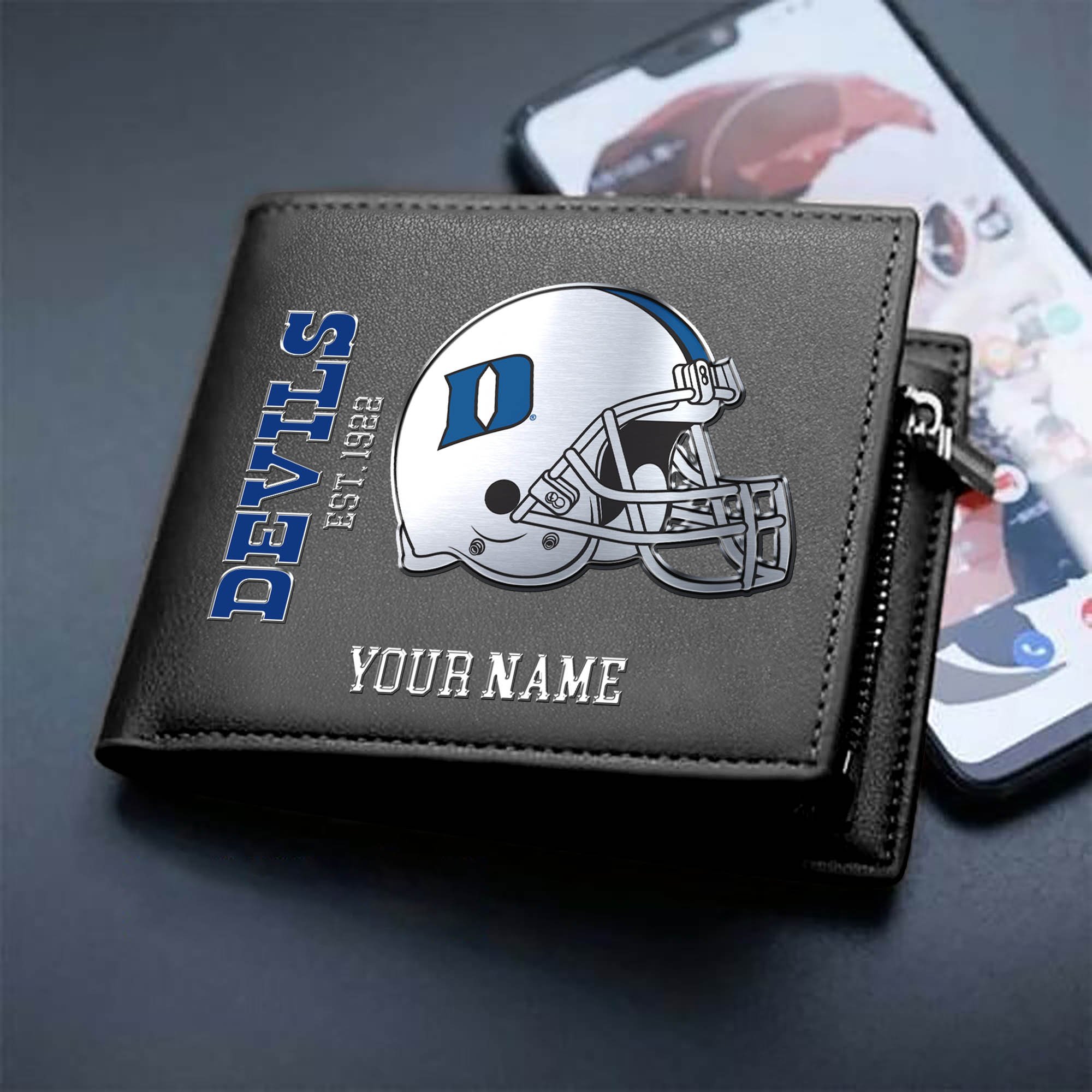 Duke Blue Devils Team Men Wallet 2024 Version Personalized Your Name, Men Wallet For Football Lovers, Fan Gifts ETHY-54890
